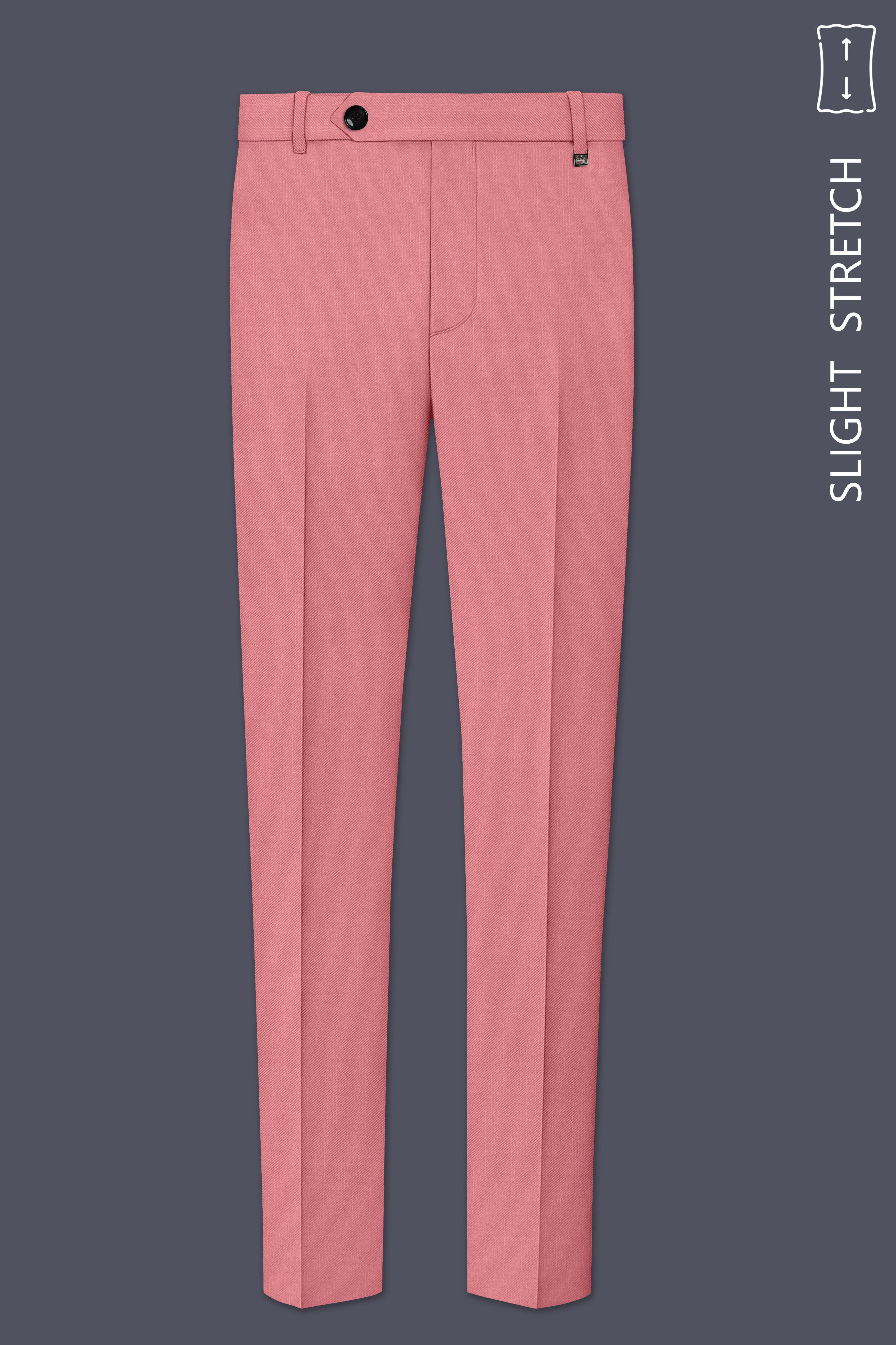 Solaro-Coral Orange Wool Rich Slight Stretch Waistband Pant