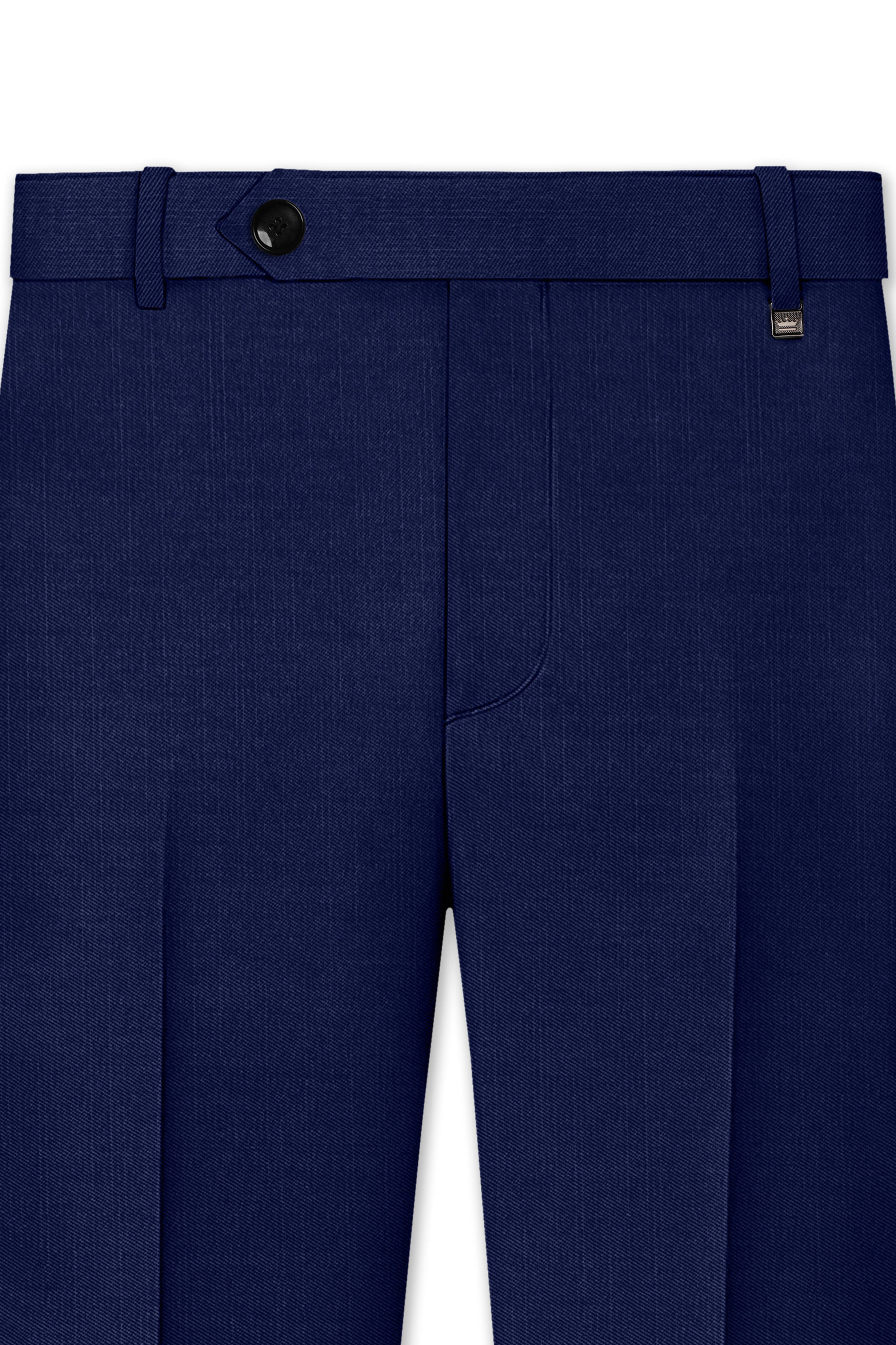 Obsidio-Ebony Navy Blue Wool Rich Slight Stretch Waistband Pant