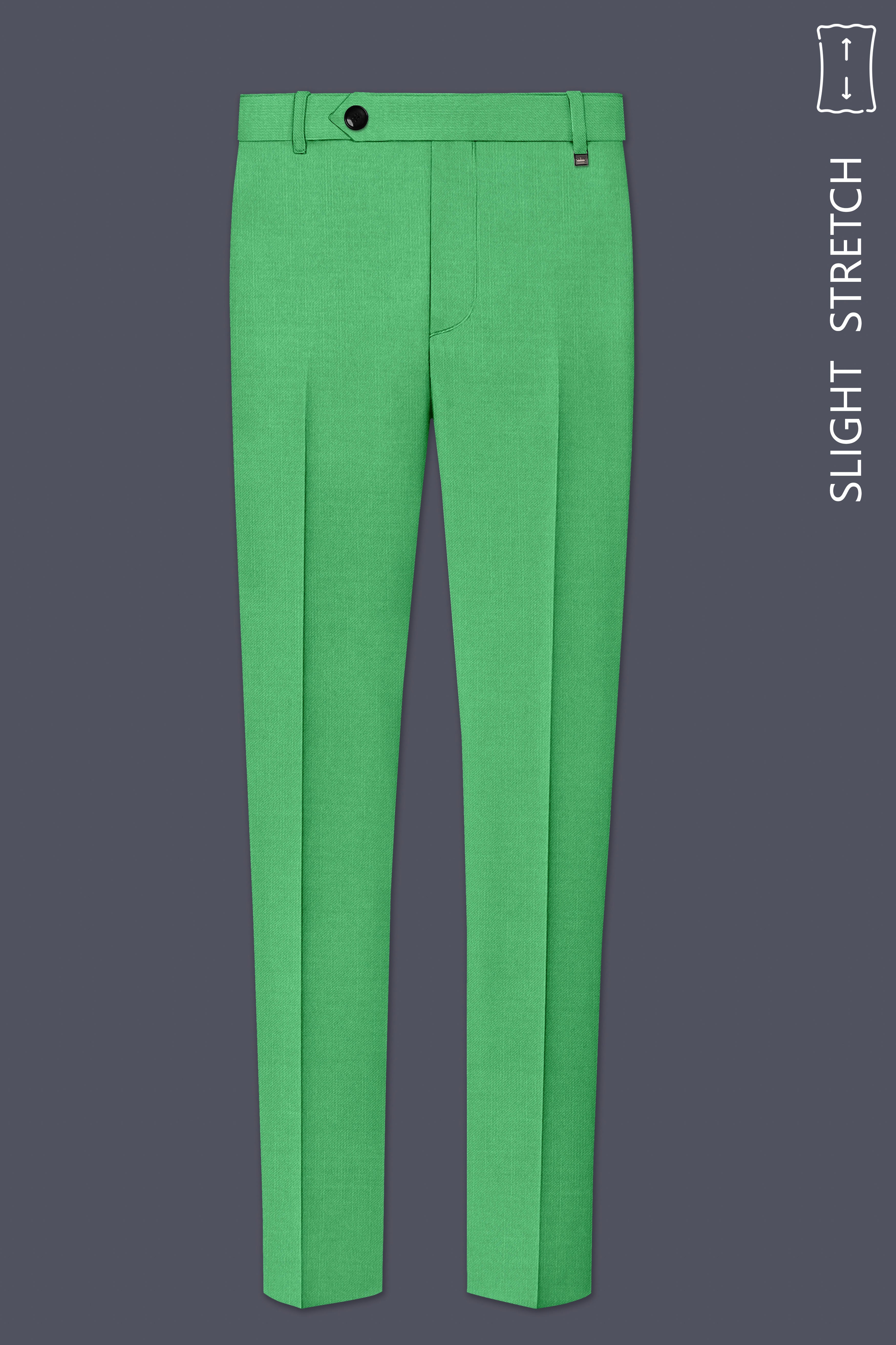 Baron-Chateau Green Wool Rich Slight Stretch Waistband Pant