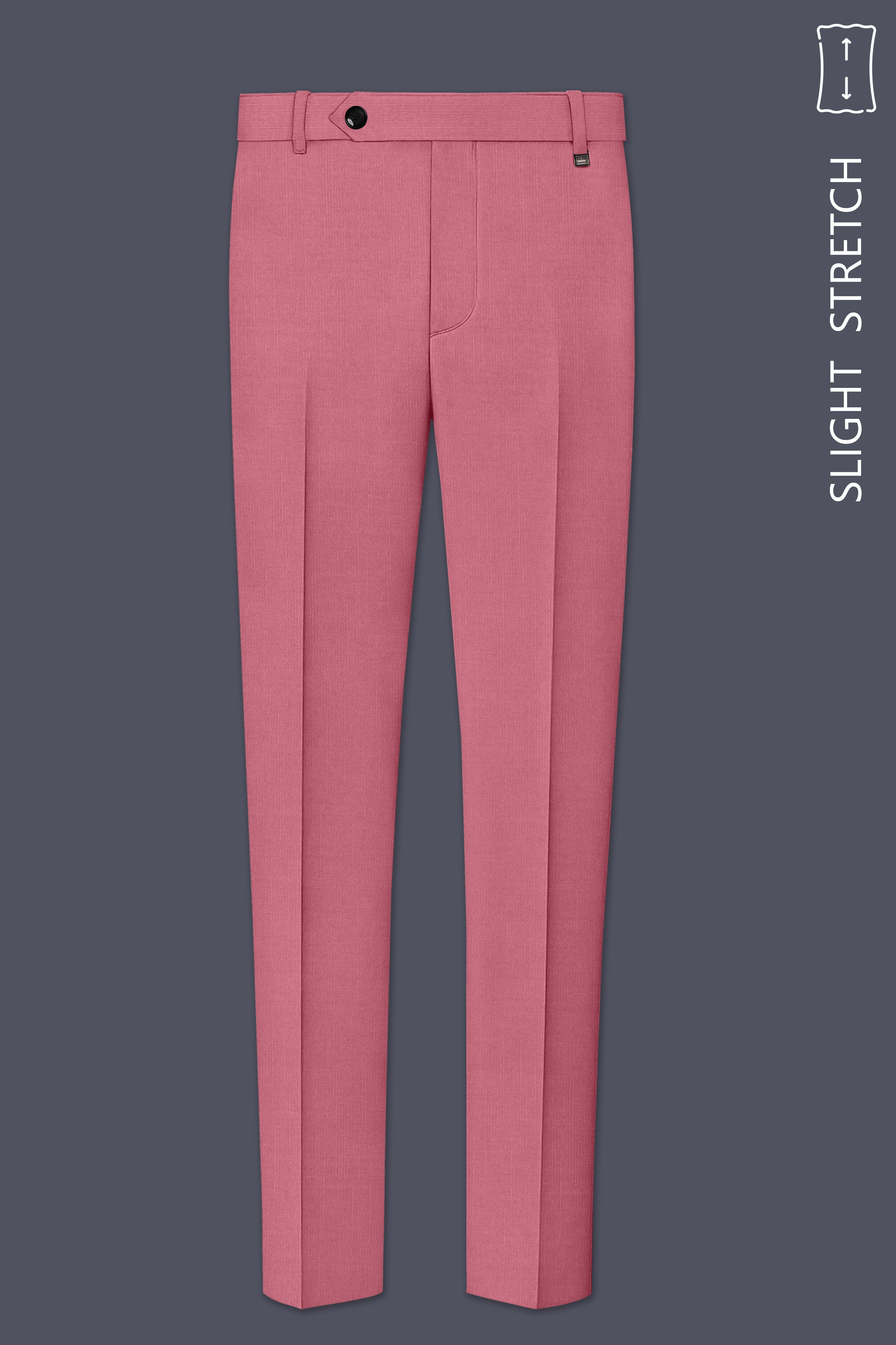 Soleil-Peach Wool Rich Slight Stretch Waistband Pant