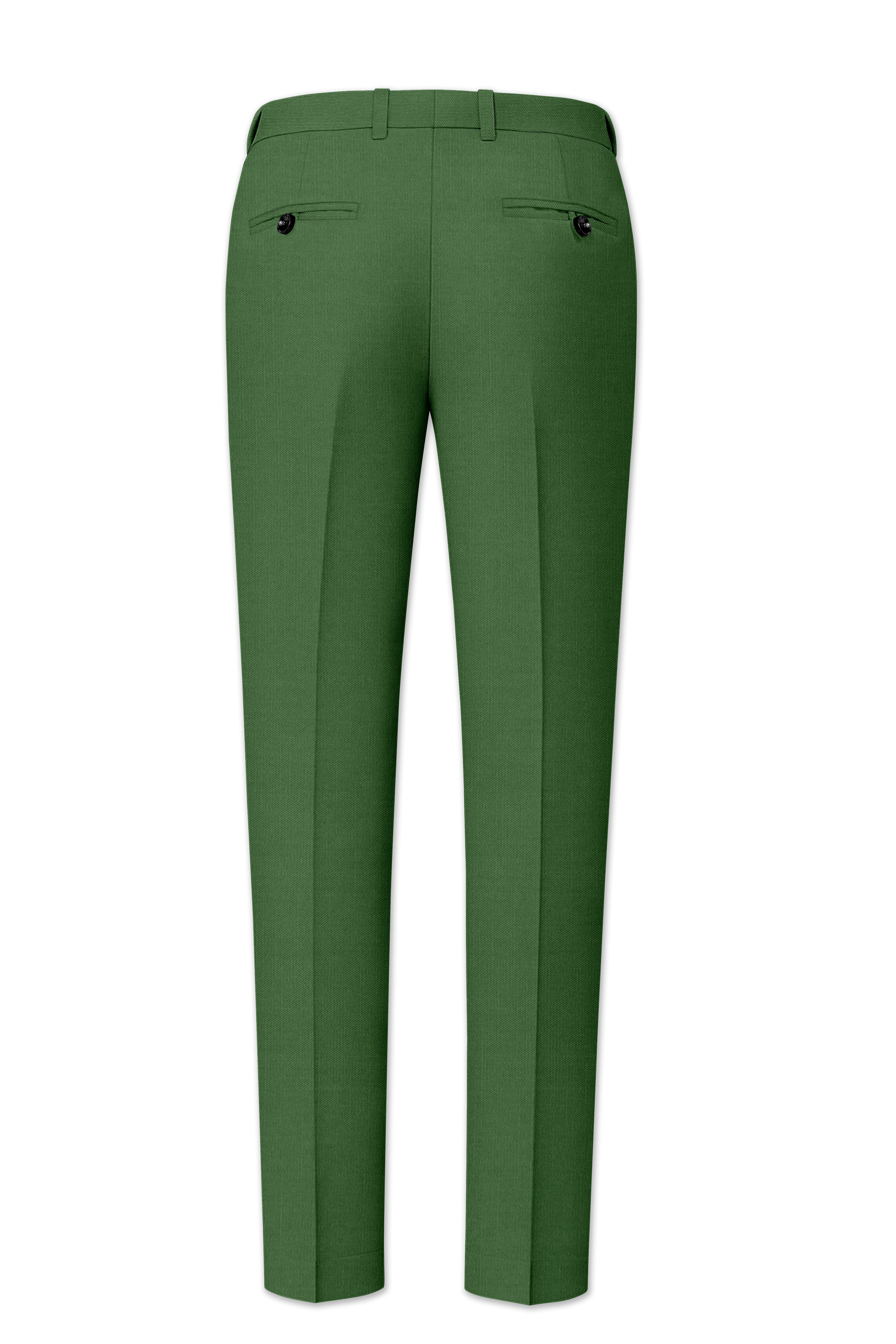 Viridian-Forest Green Wool Rich Slight Stretch Waistband Pant