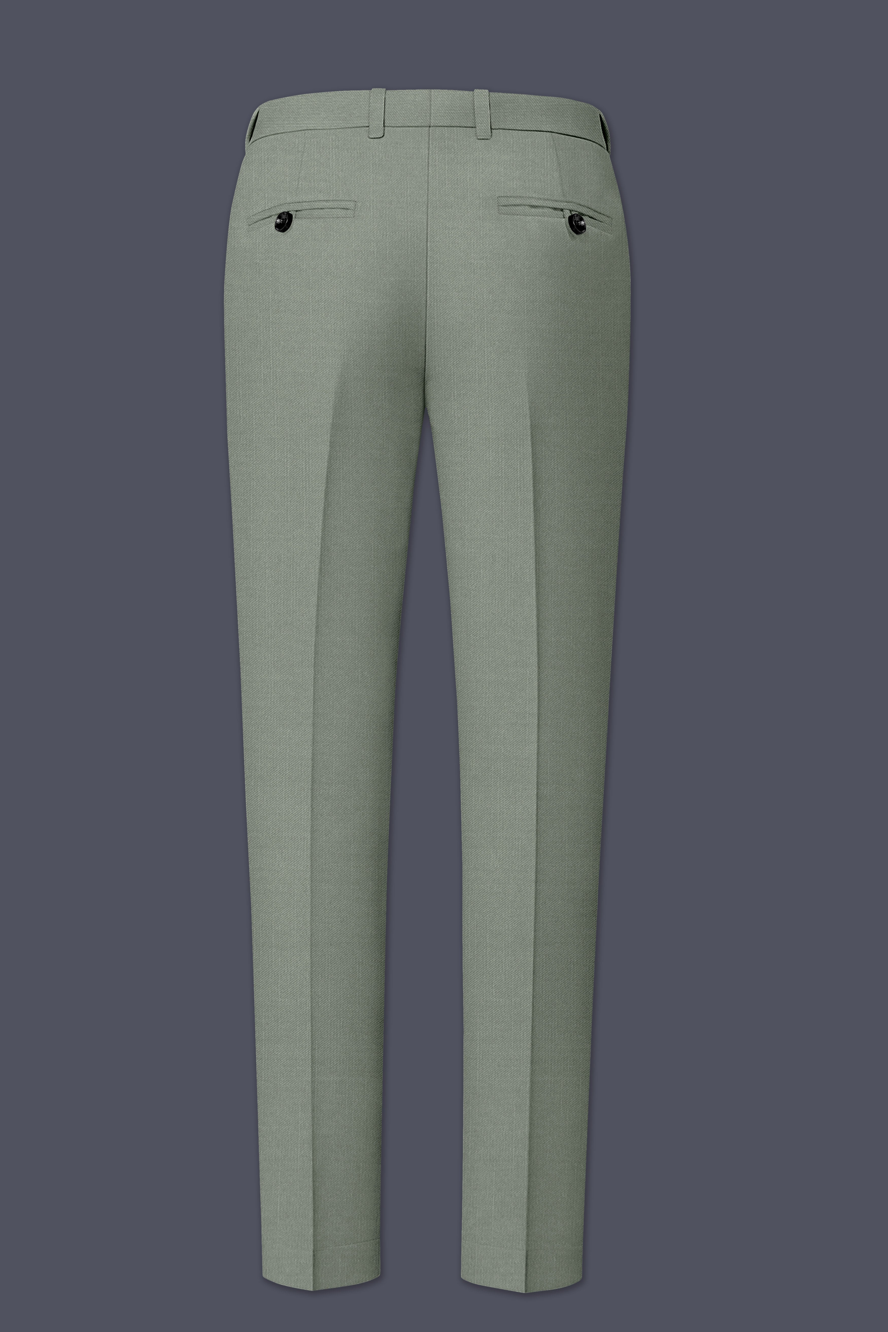 Sage-Smokey Green Wool Rich Slight Stretch Waistband Pant