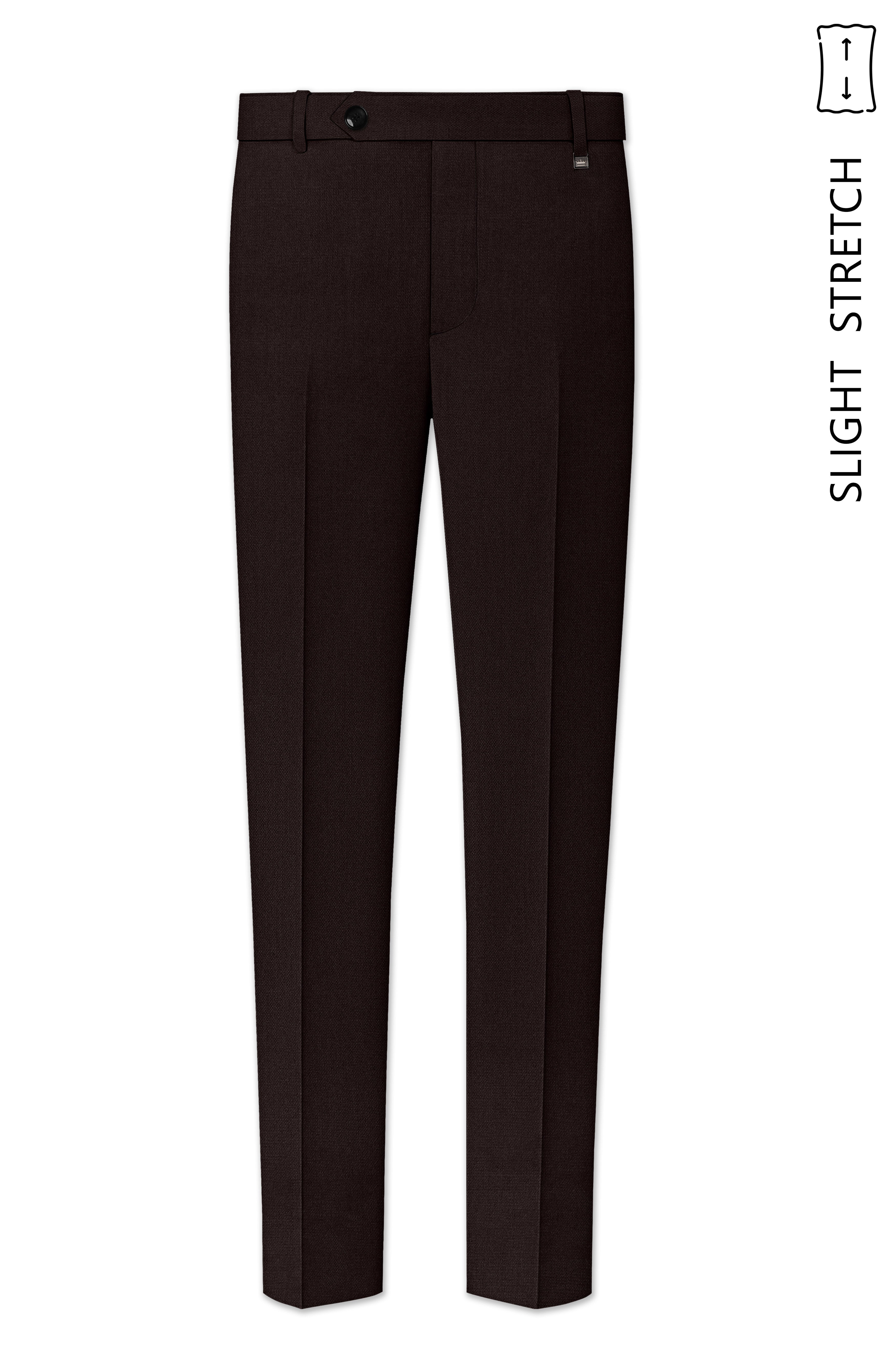 Hampton-Gondola Brown Diamond Textured Wool Rich Slight Stretch Waistband Pant