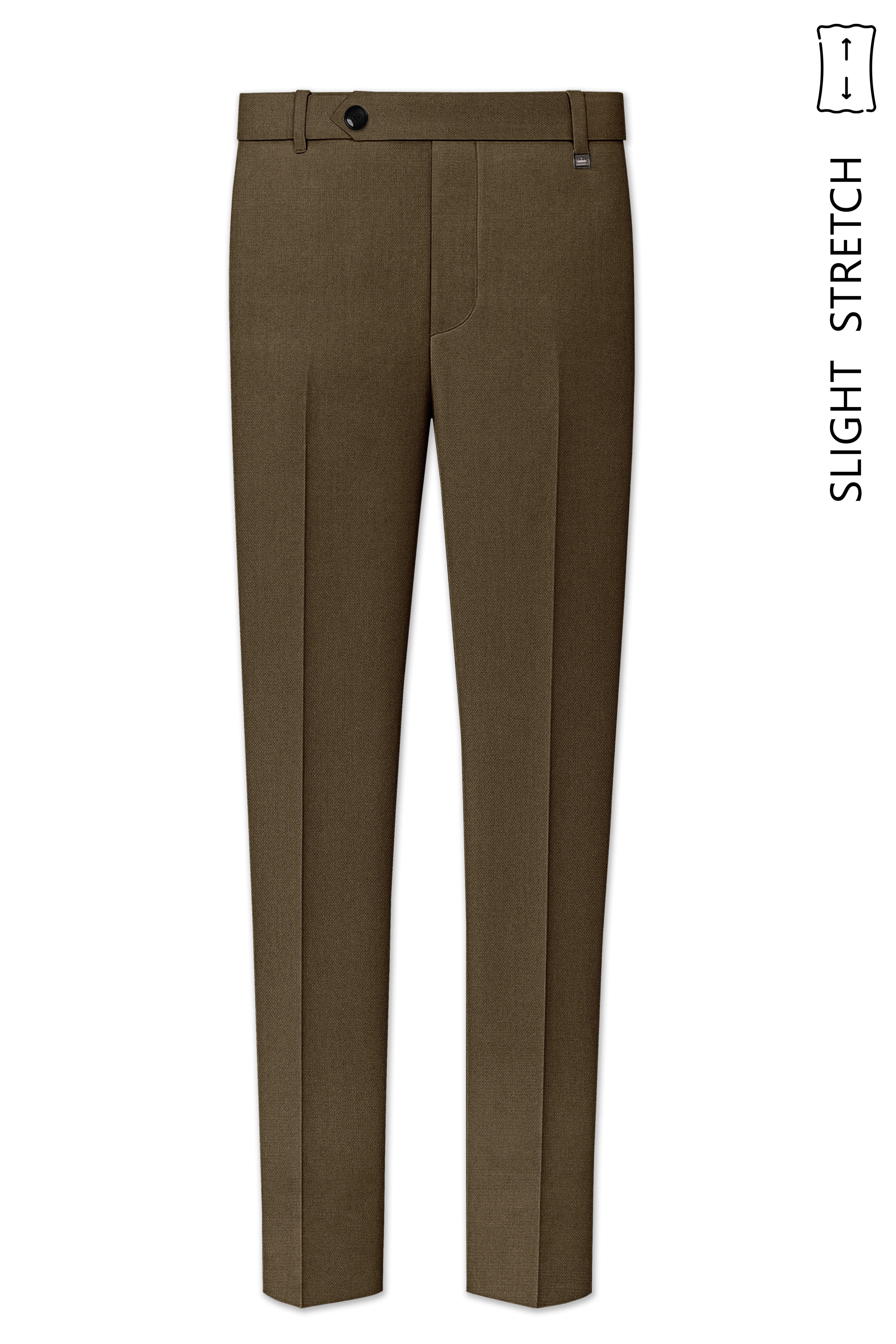 Vireo-Taupe Brown Diamond Textured Wool Rich Slight Stretch Waistband Pant