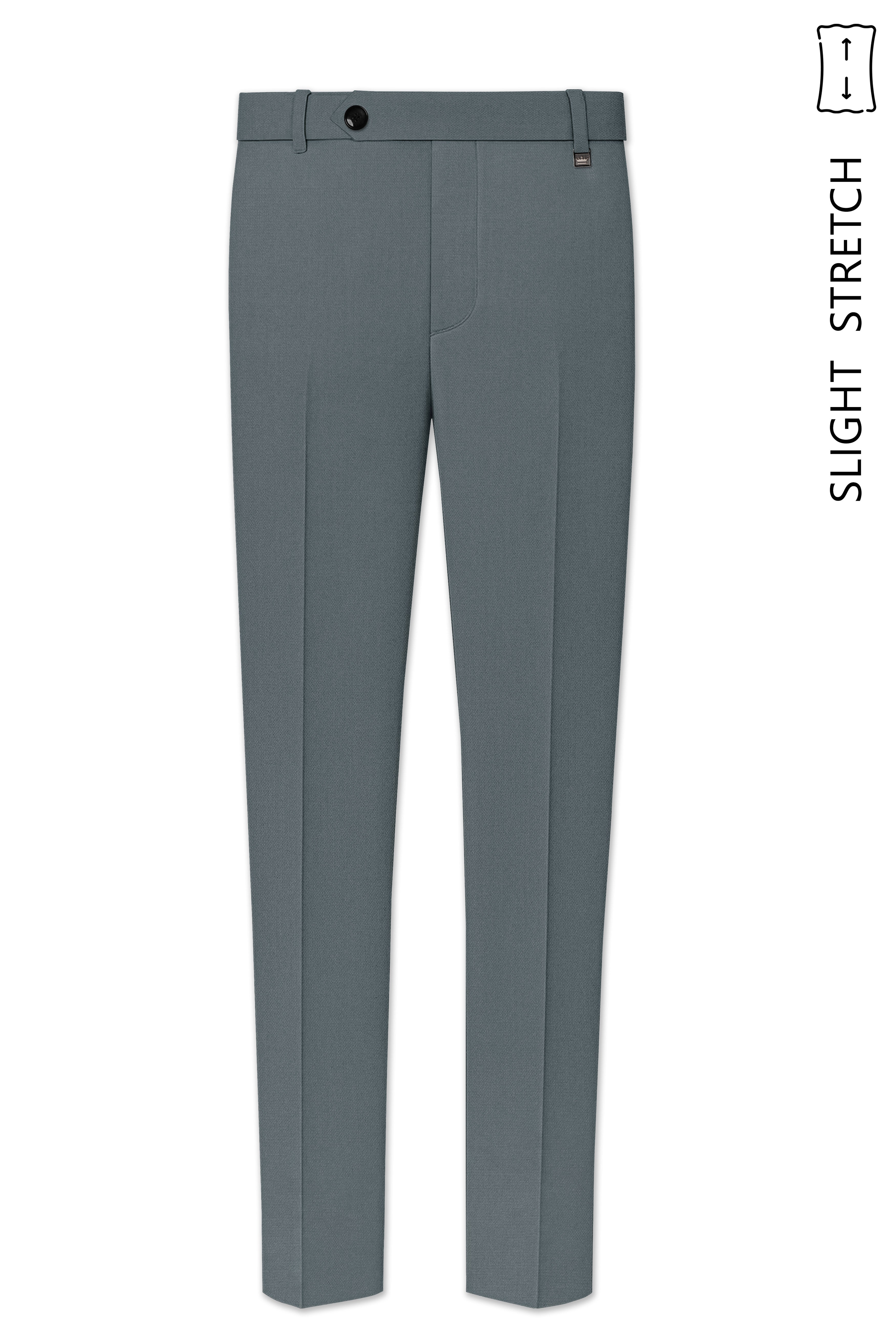 Aurelian-Scarpa Green Diamond Textured Wool Rich Slight Stretch Waistband Pant