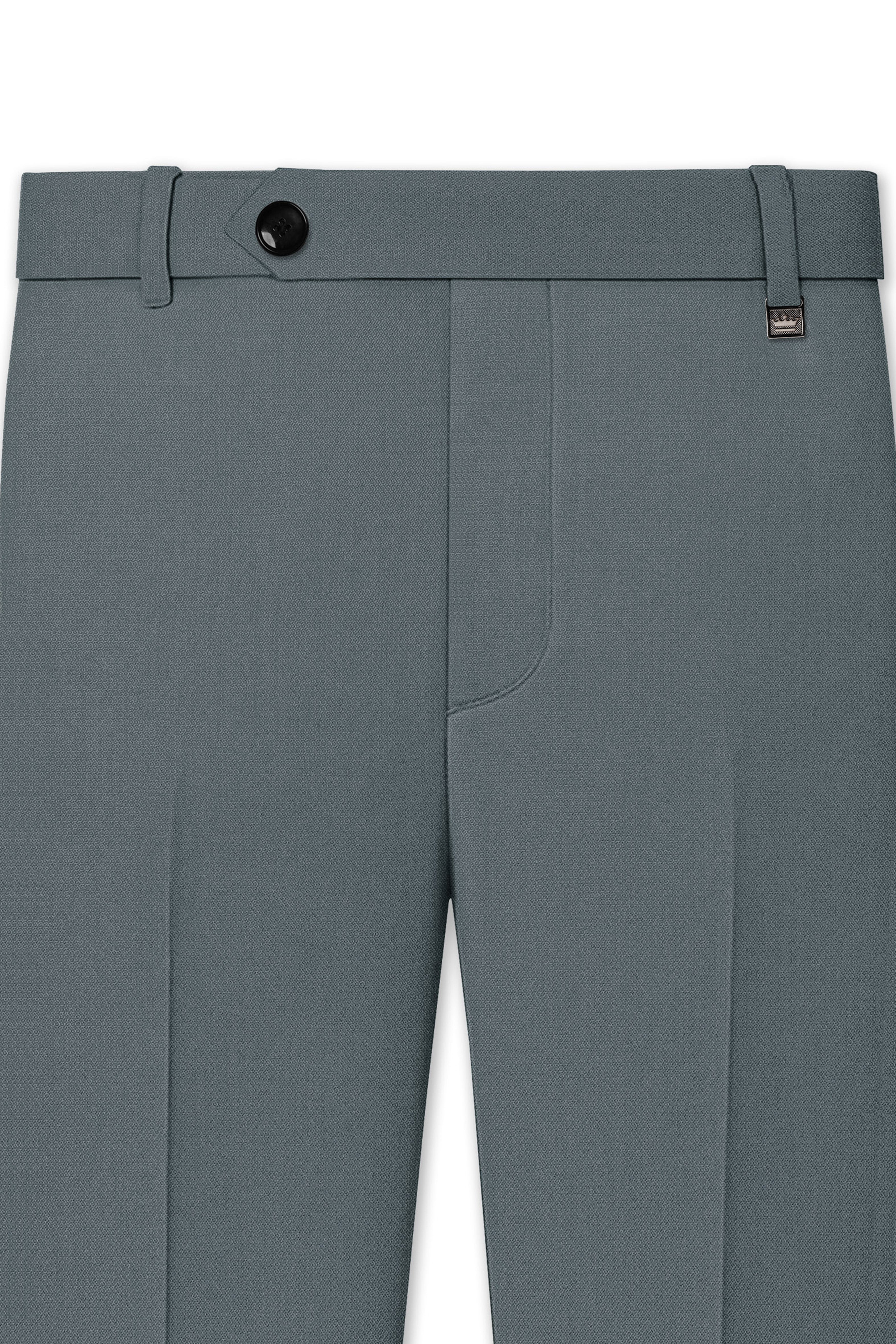 Aurelian-Scarpa Green Diamond Textured Wool Rich Slight Stretch Waistband Pant