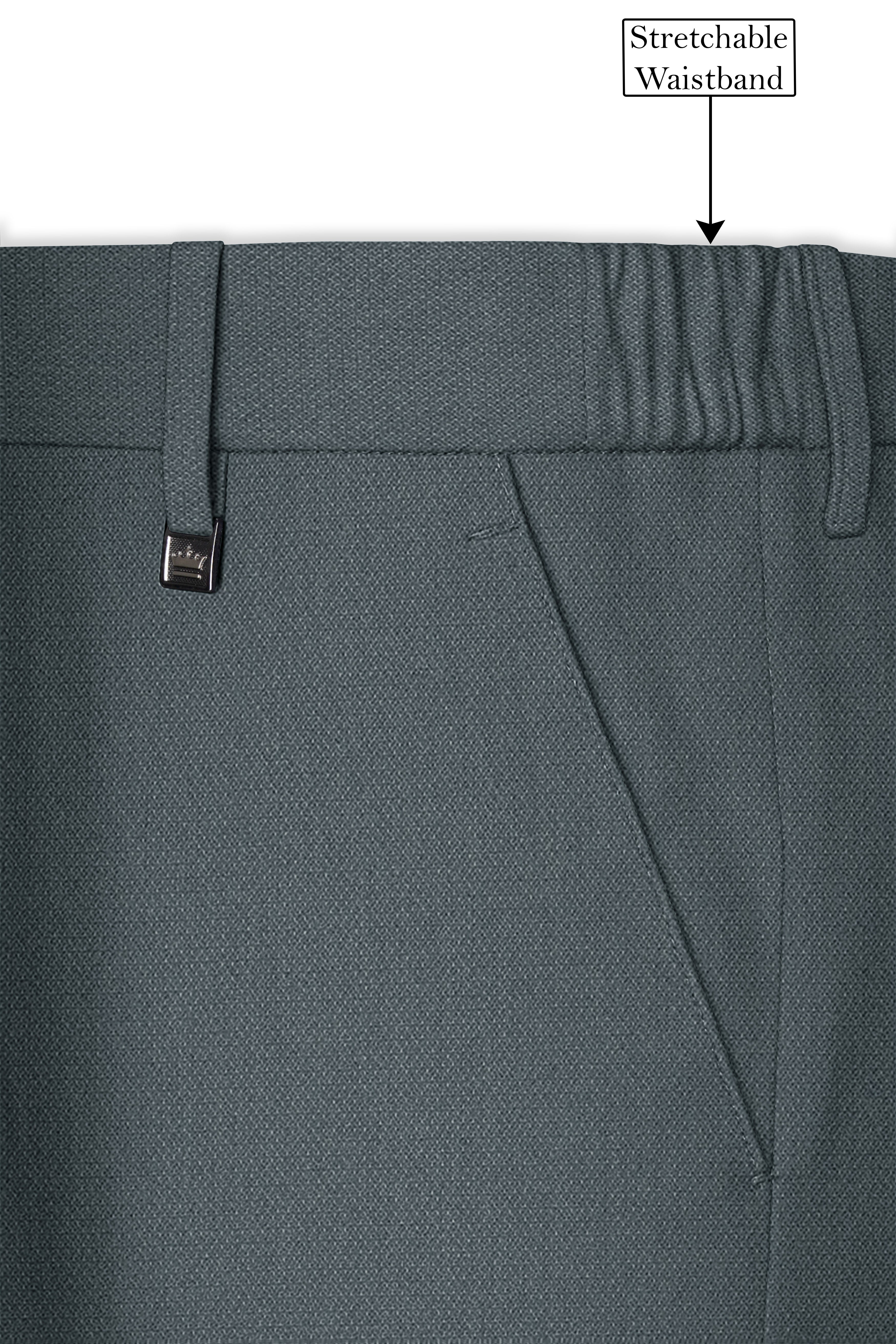 Aurelian-Scarpa Green Diamond Textured Wool Rich Slight Stretch Waistband Pant