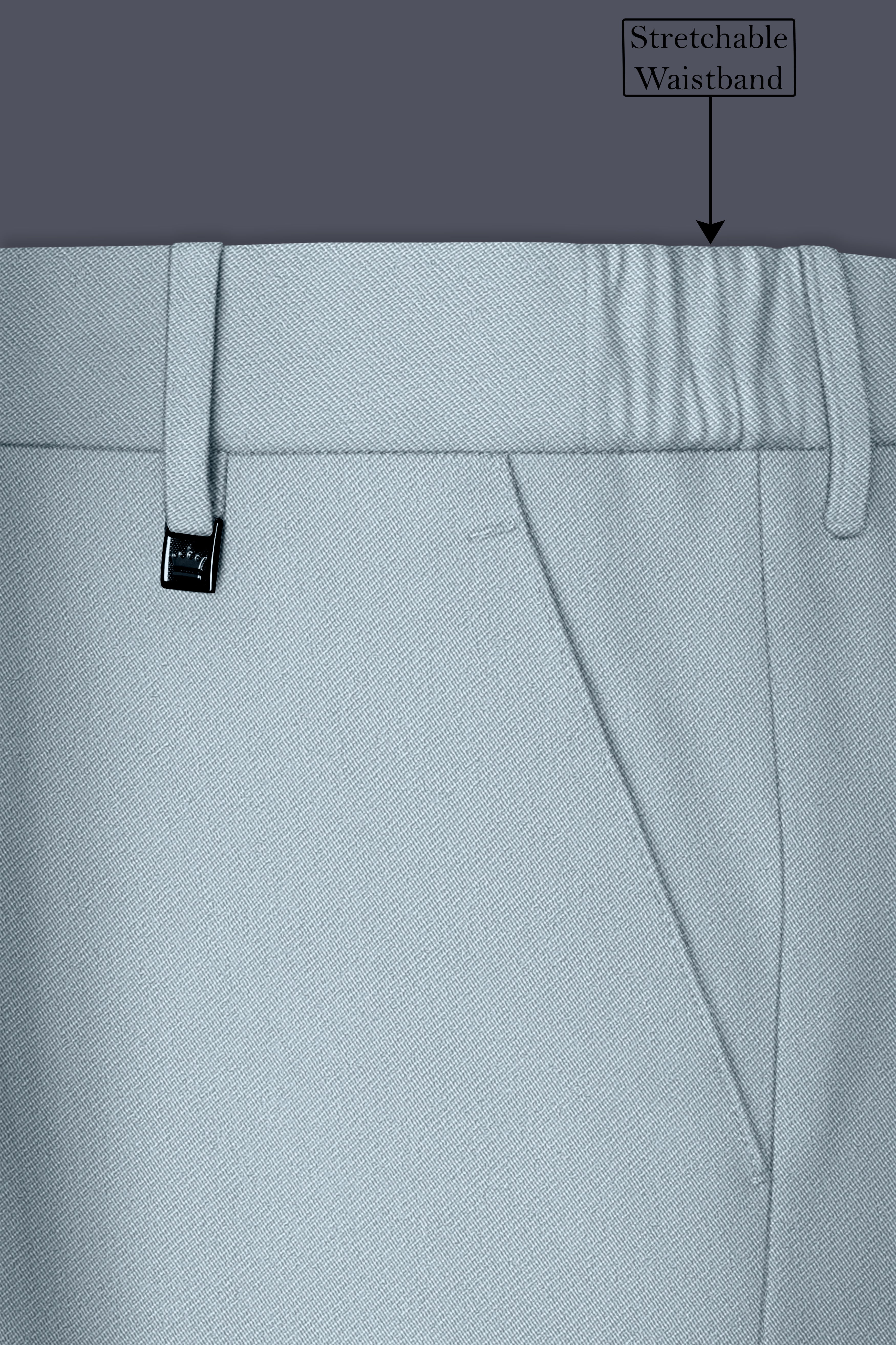 Pewter-Korean Chateau gray 4-Way Stretch Wrinkle-Free Wool Rich Stretchable Waistband Pant