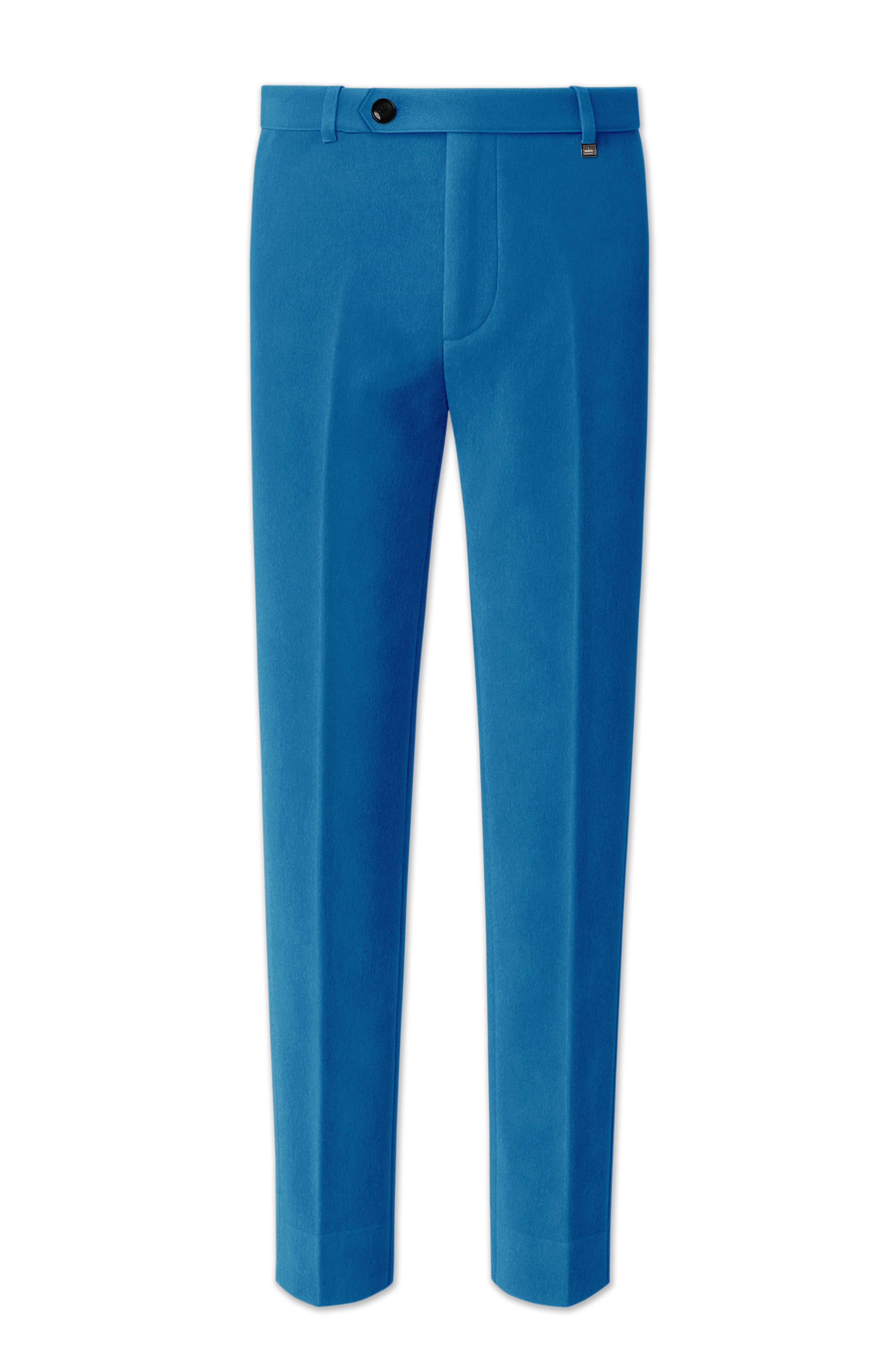 Orvian-Venice Blue Velvet Stretchable Waistband Pant