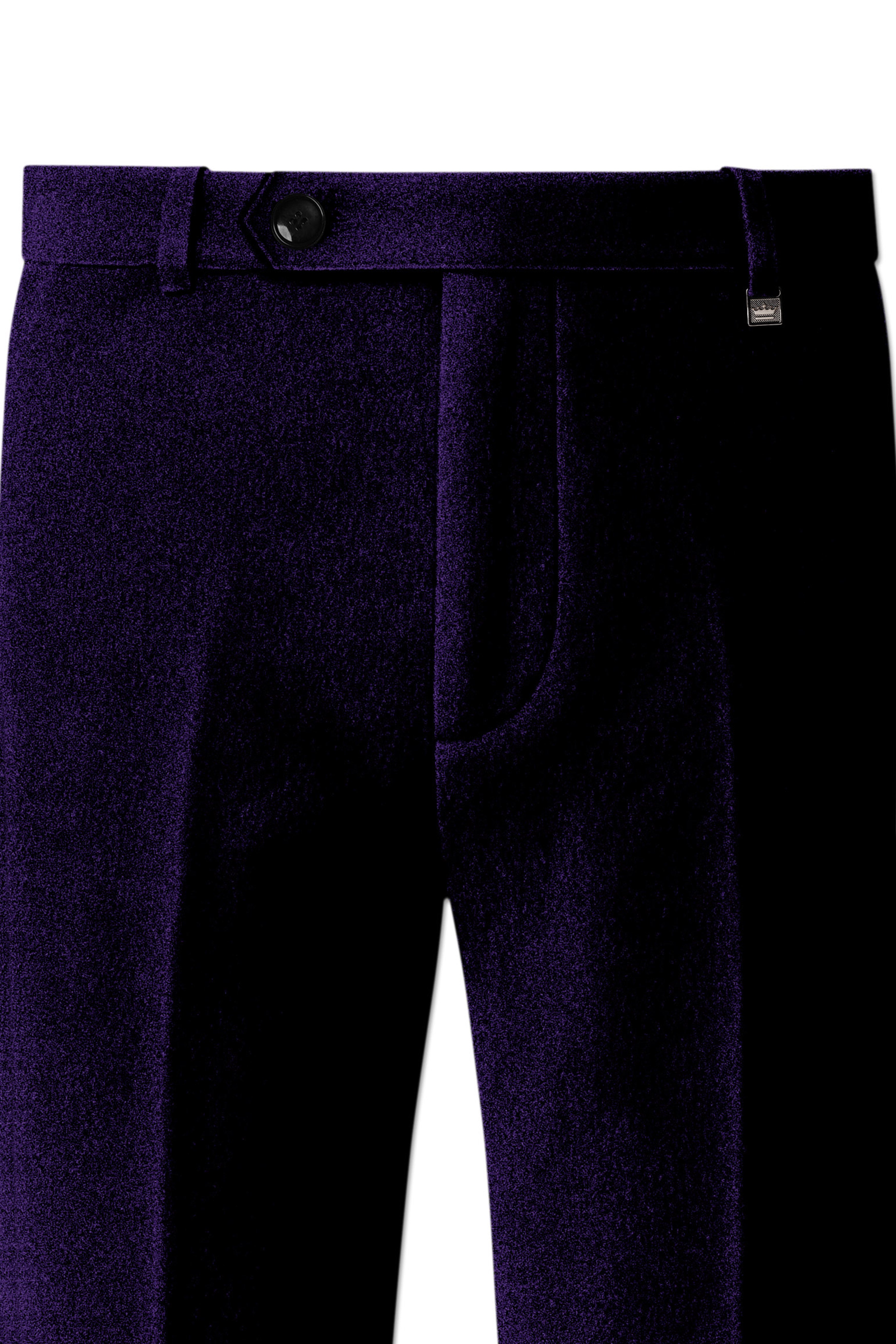 Virelle-Russian Purple Velvet Stretchable Waistband Pant