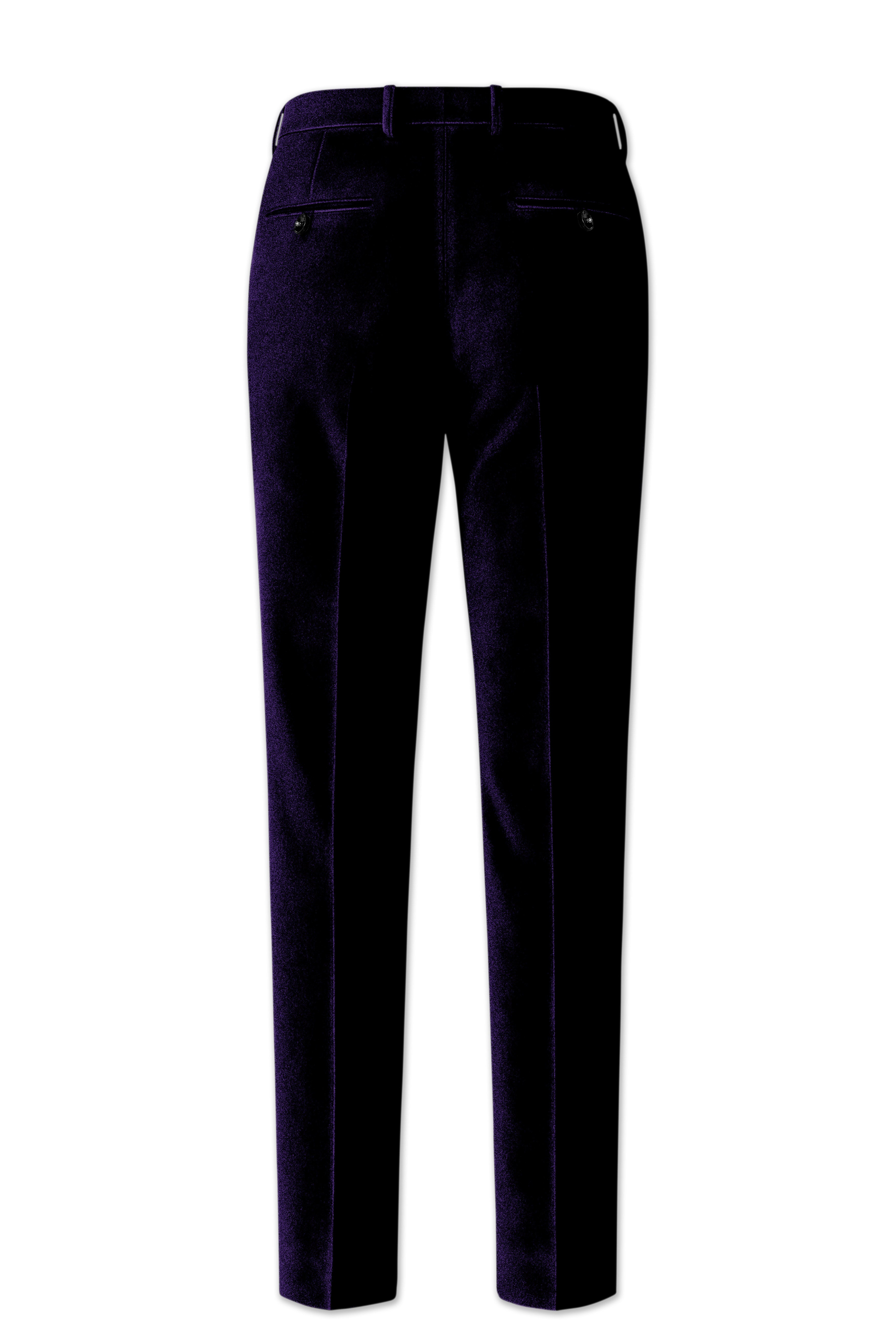 Virelle-Russian Purple Velvet Stretchable Waistband Pant