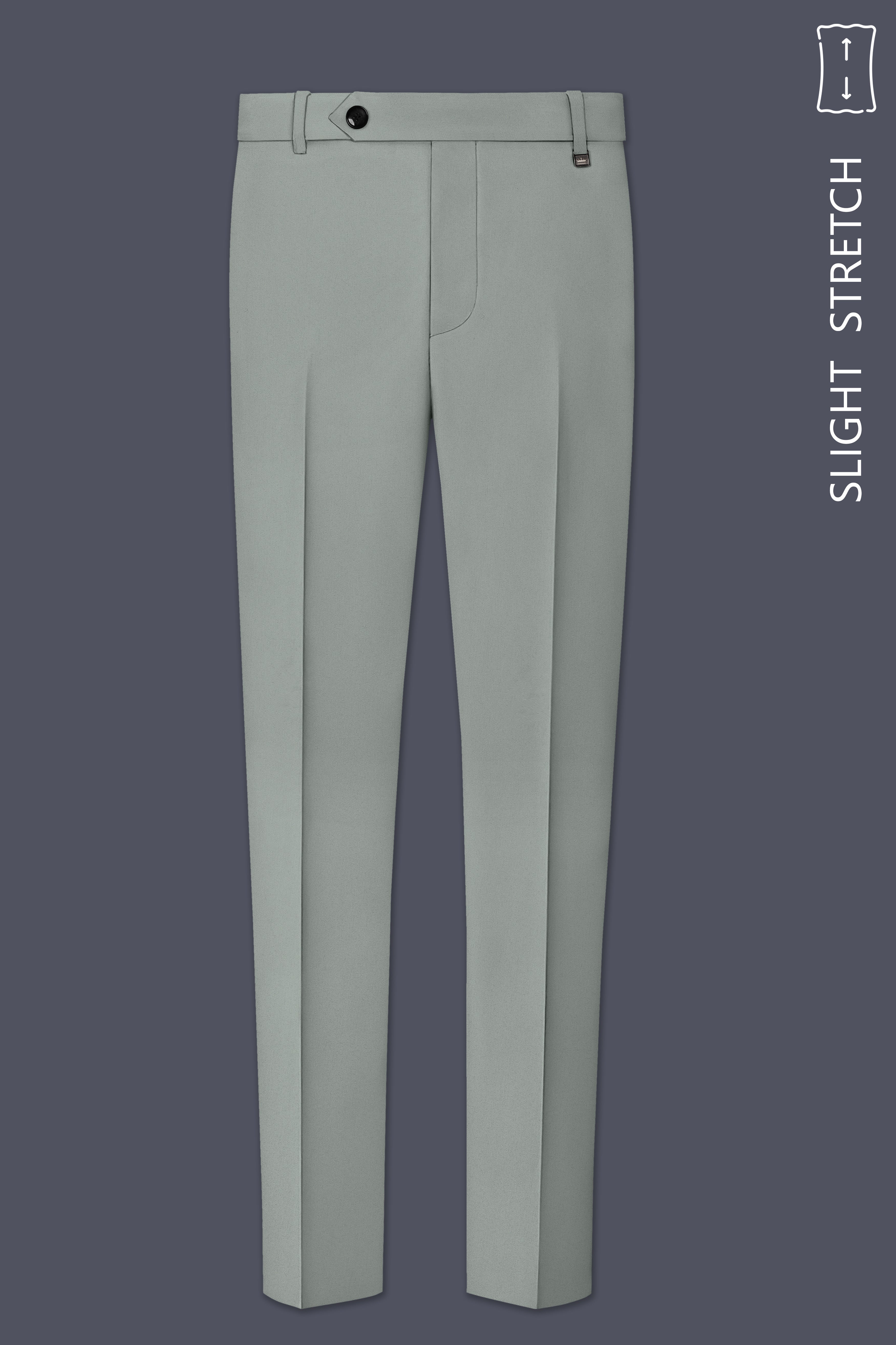 Beryl-Regent Green Slight Stretch Subtle Sheen Poly-Viscose Waistband Pant