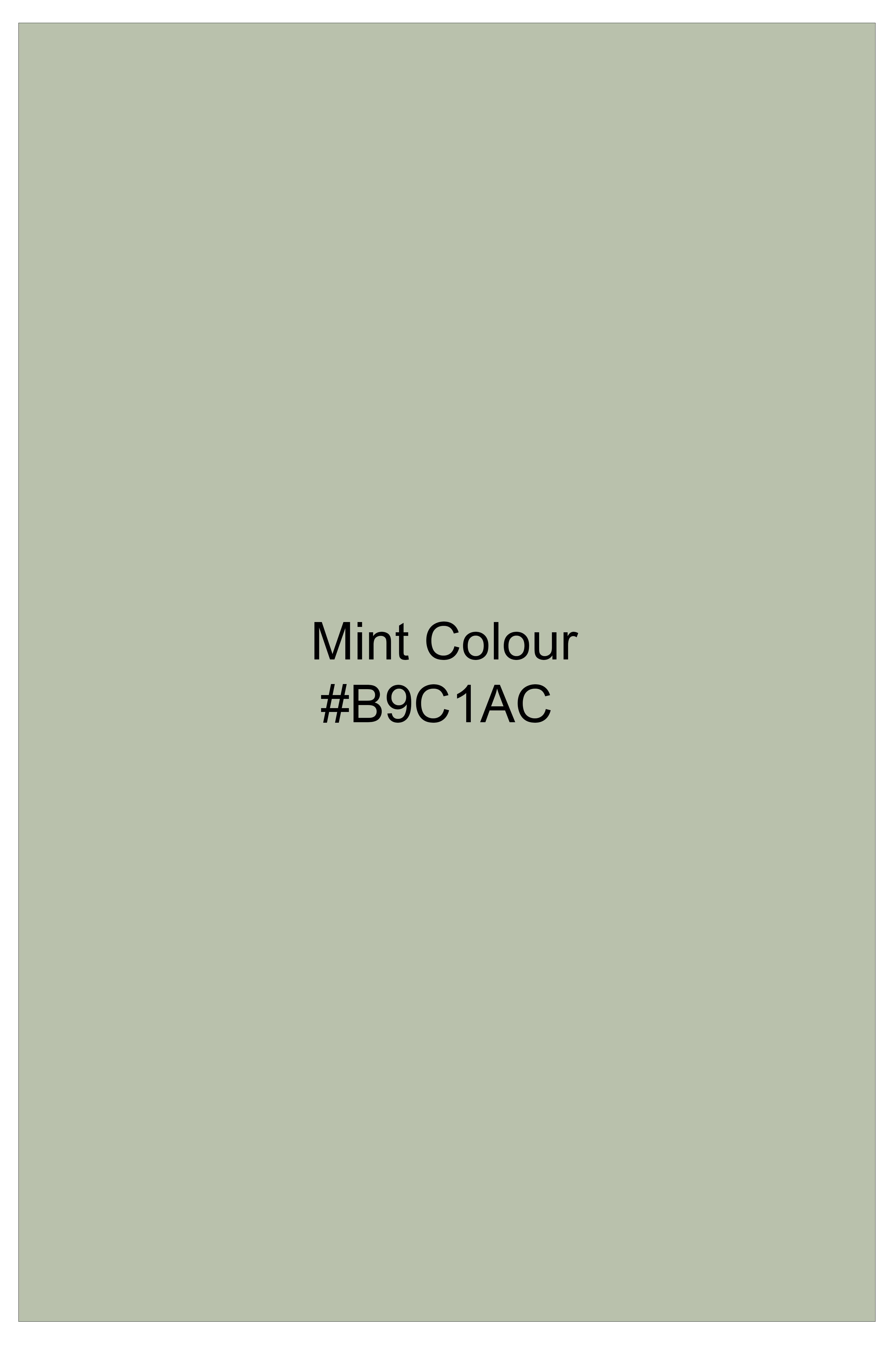 Breeze-Mint Green Slight Stretch Subtle Sheen Poly-Viscose Waistband Pant
