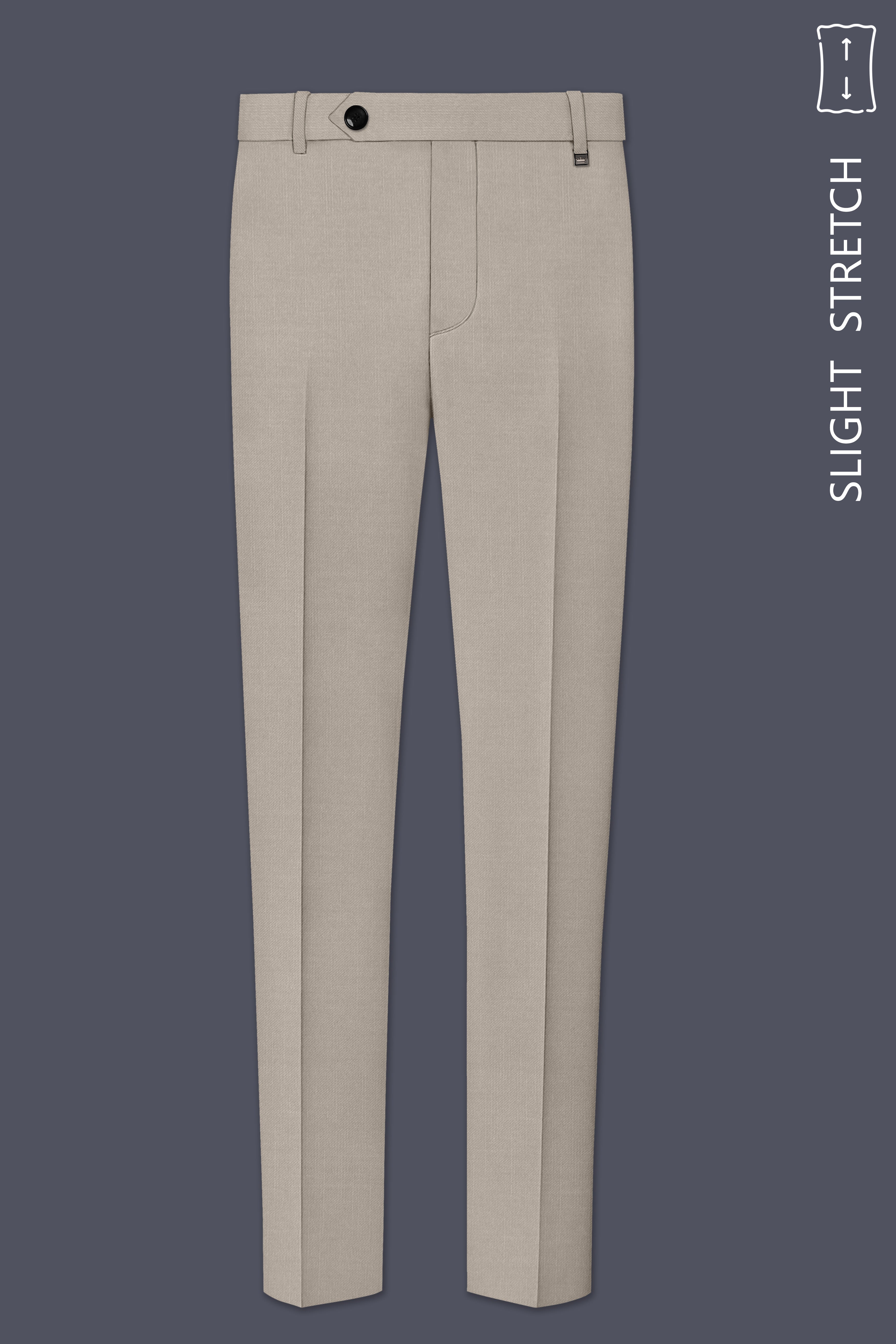 Sterling-Martini Cream Wool Rich Slight Stretch Waistband Pant