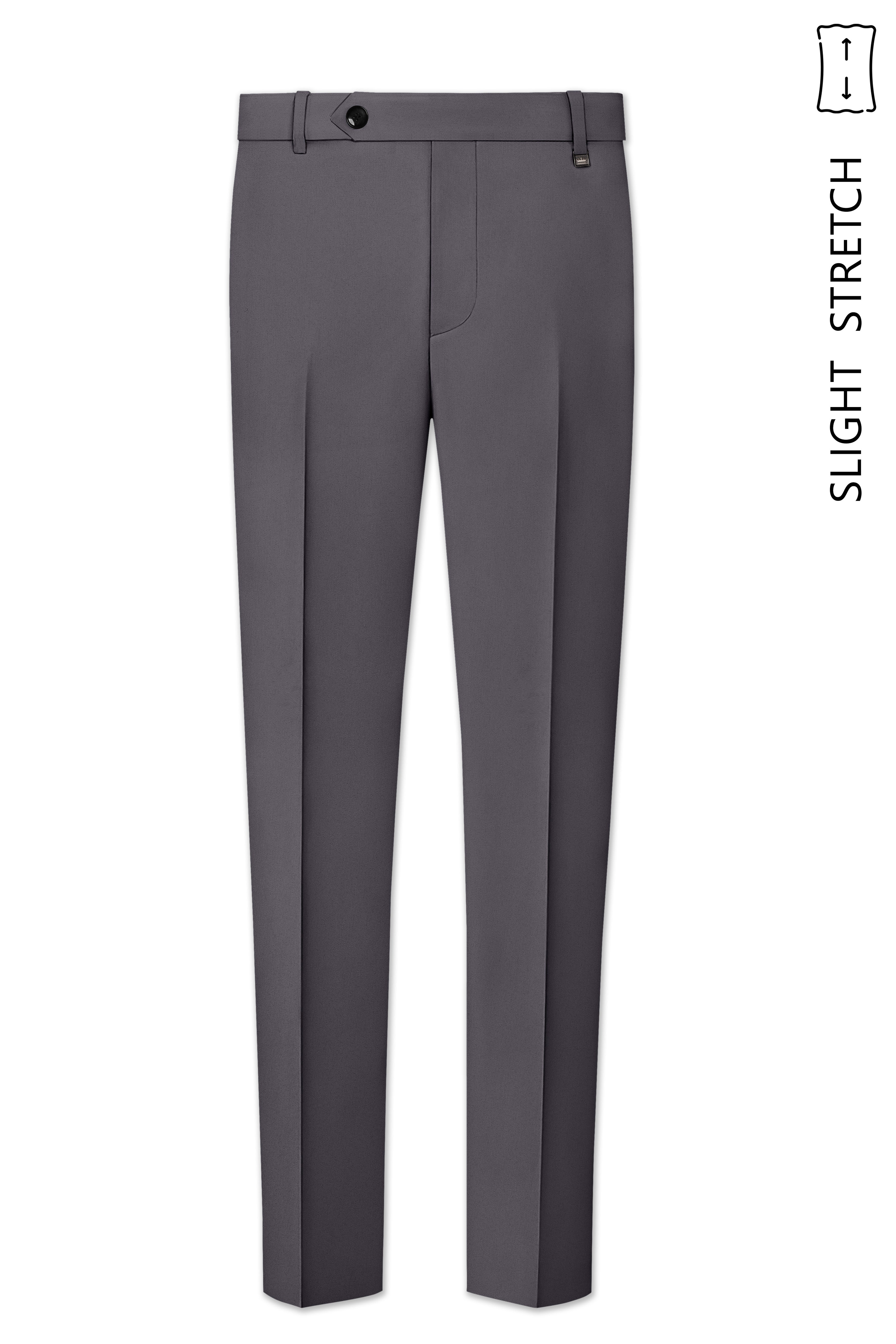 Veltrix-Fuscous Gray Slight Stretch Subtle Sheen Poly-Viscose Waistband Pant