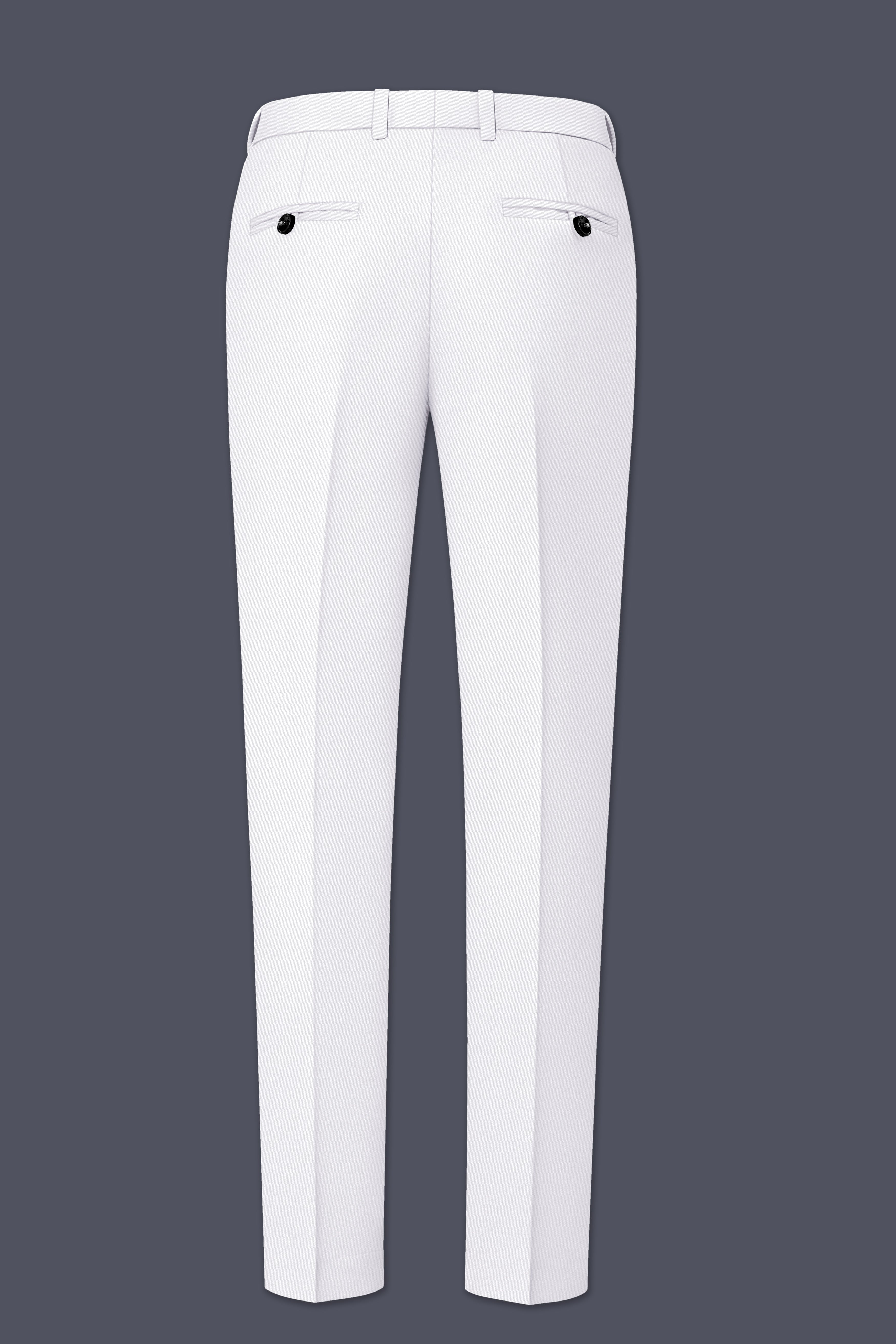 Aurello-Bright White Slight Stretch Subtle Sheen Poly-Viscose Waistband Pant