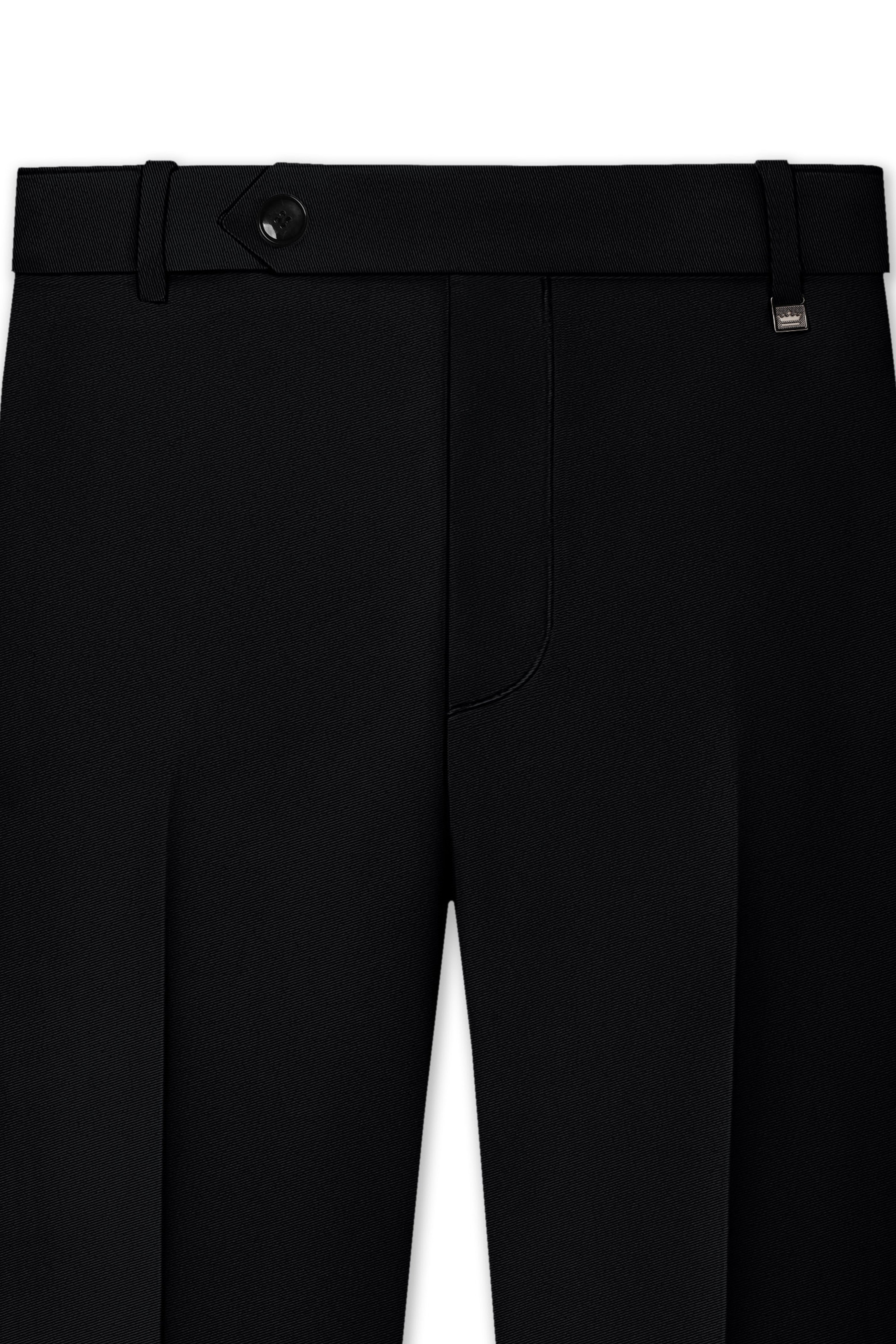Obsidar-Jade Black Slight Stretch Subtle Sheen Poly-Viscose Waistband Pant