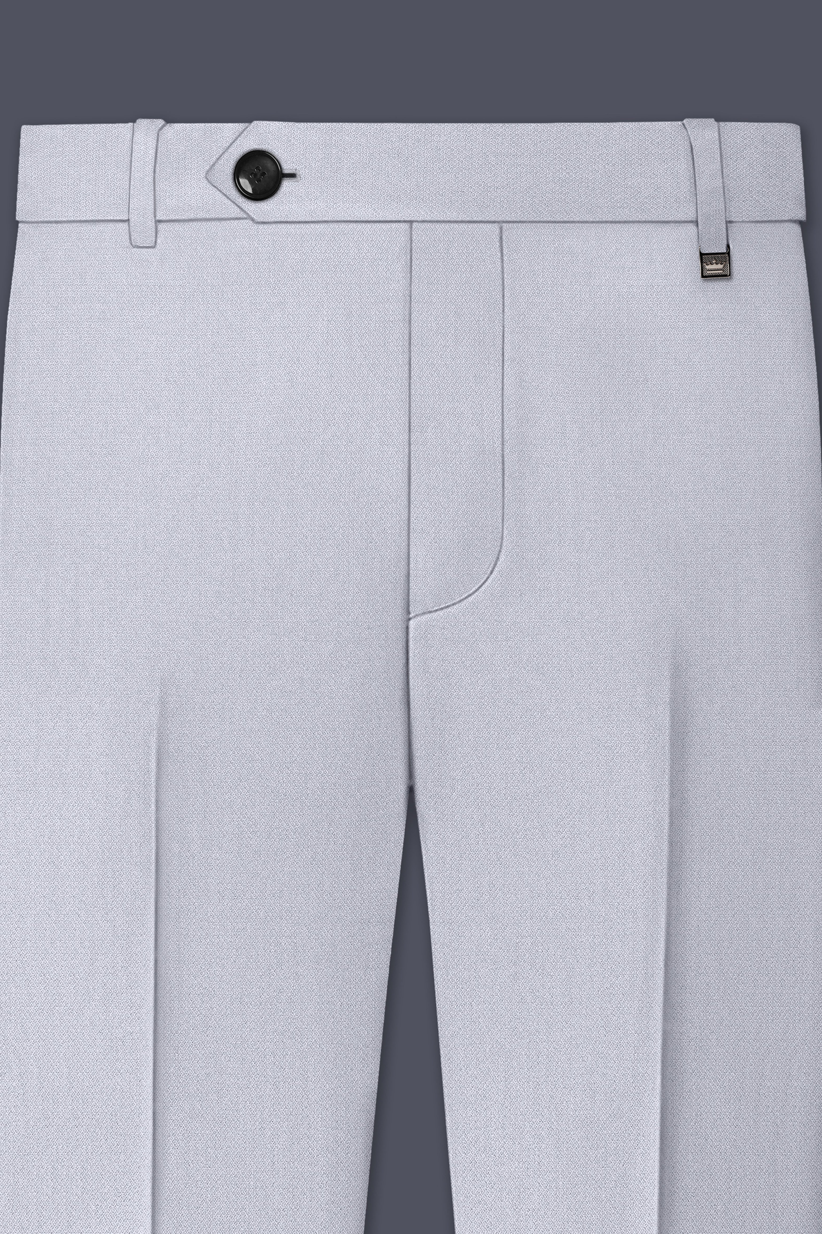 Mist-Spun Pearl Gray Diamond Textured Wool Rich Slight Stretch Waistband Pant