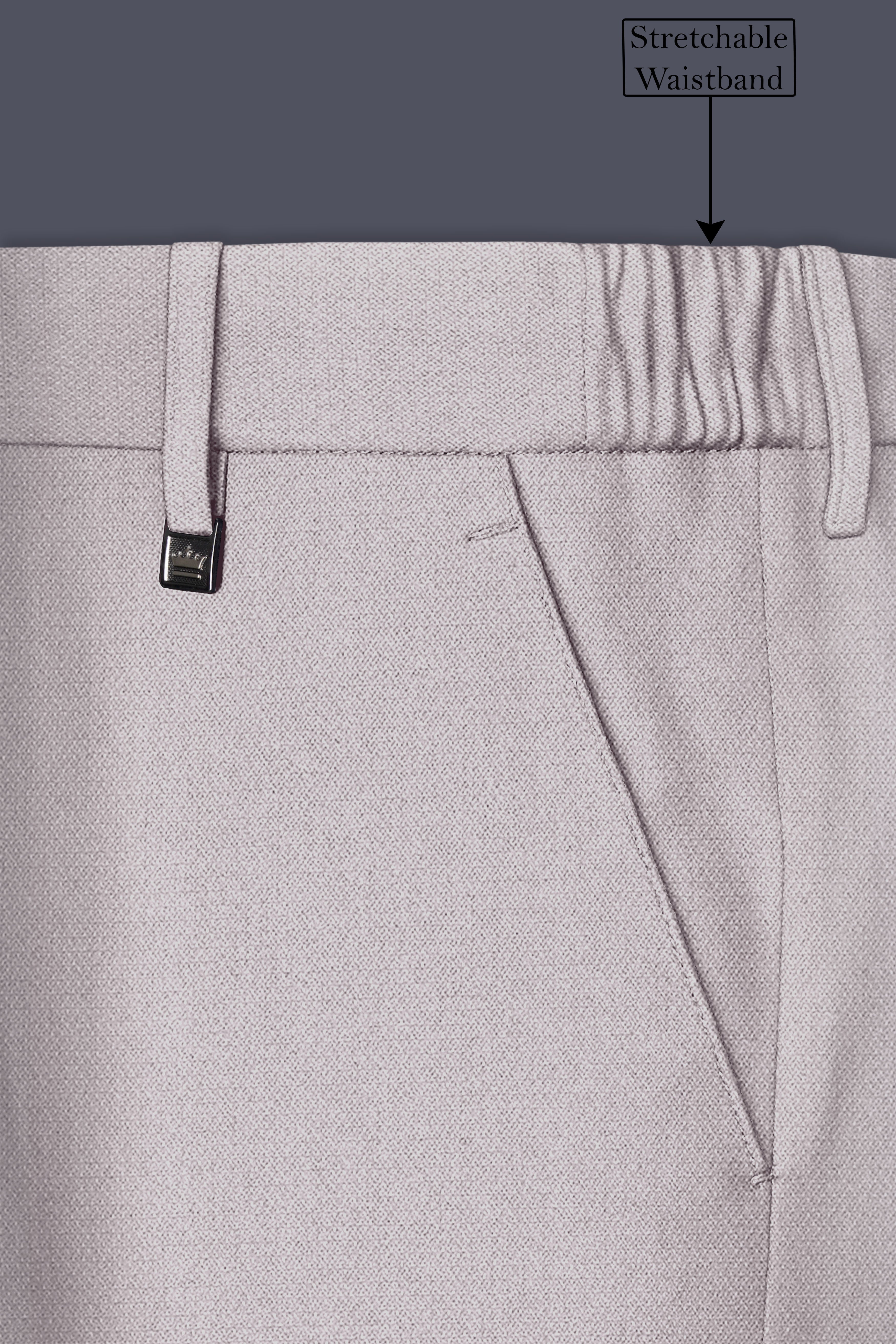 Regent-Noble Gray Diamond Textured Wool Rich Slight Stretch Waistband Pant