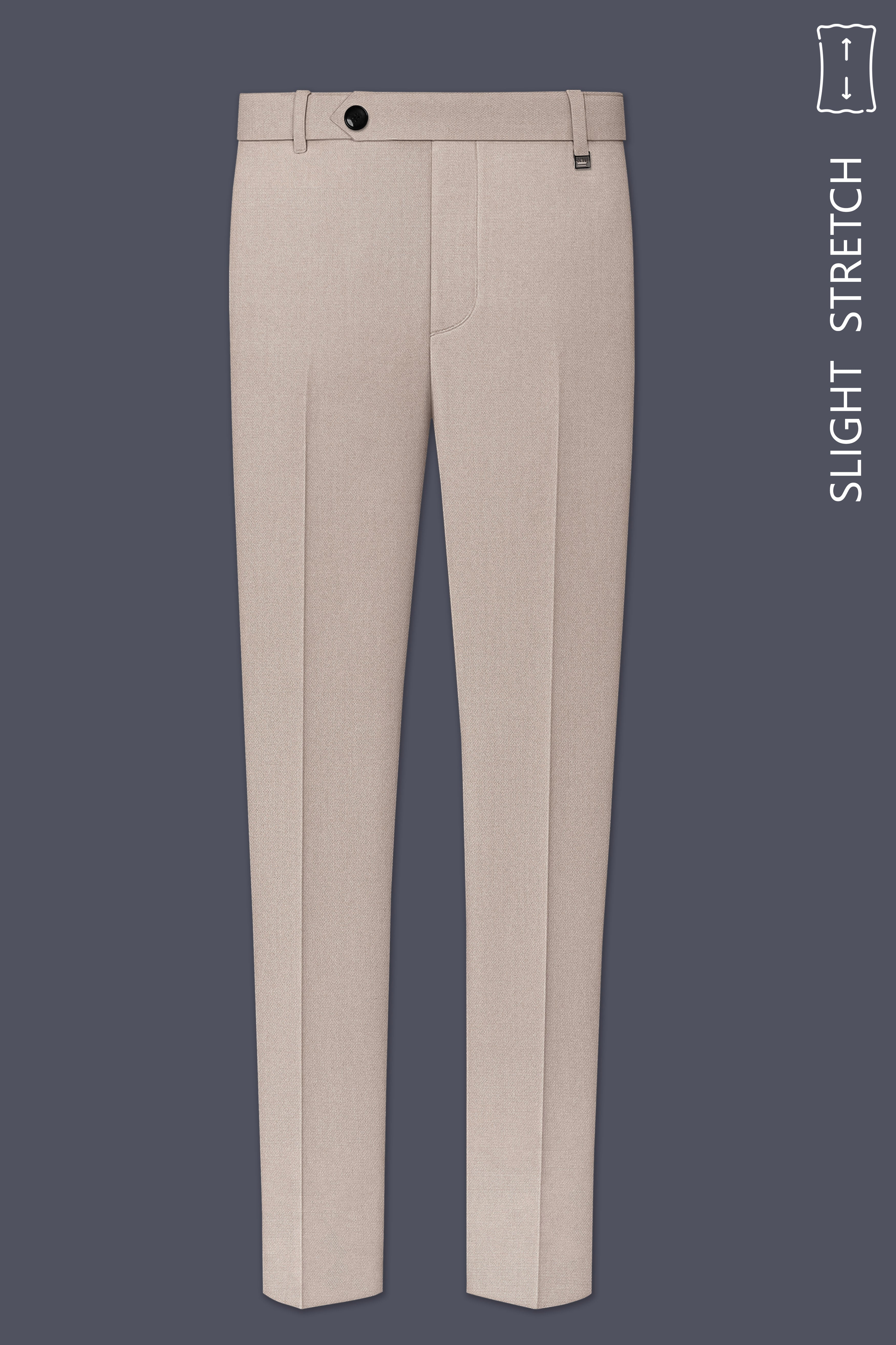 Vellum-Rodeo Cream Diamond Textured Wool Rich Slight Stretch Waistband Pant