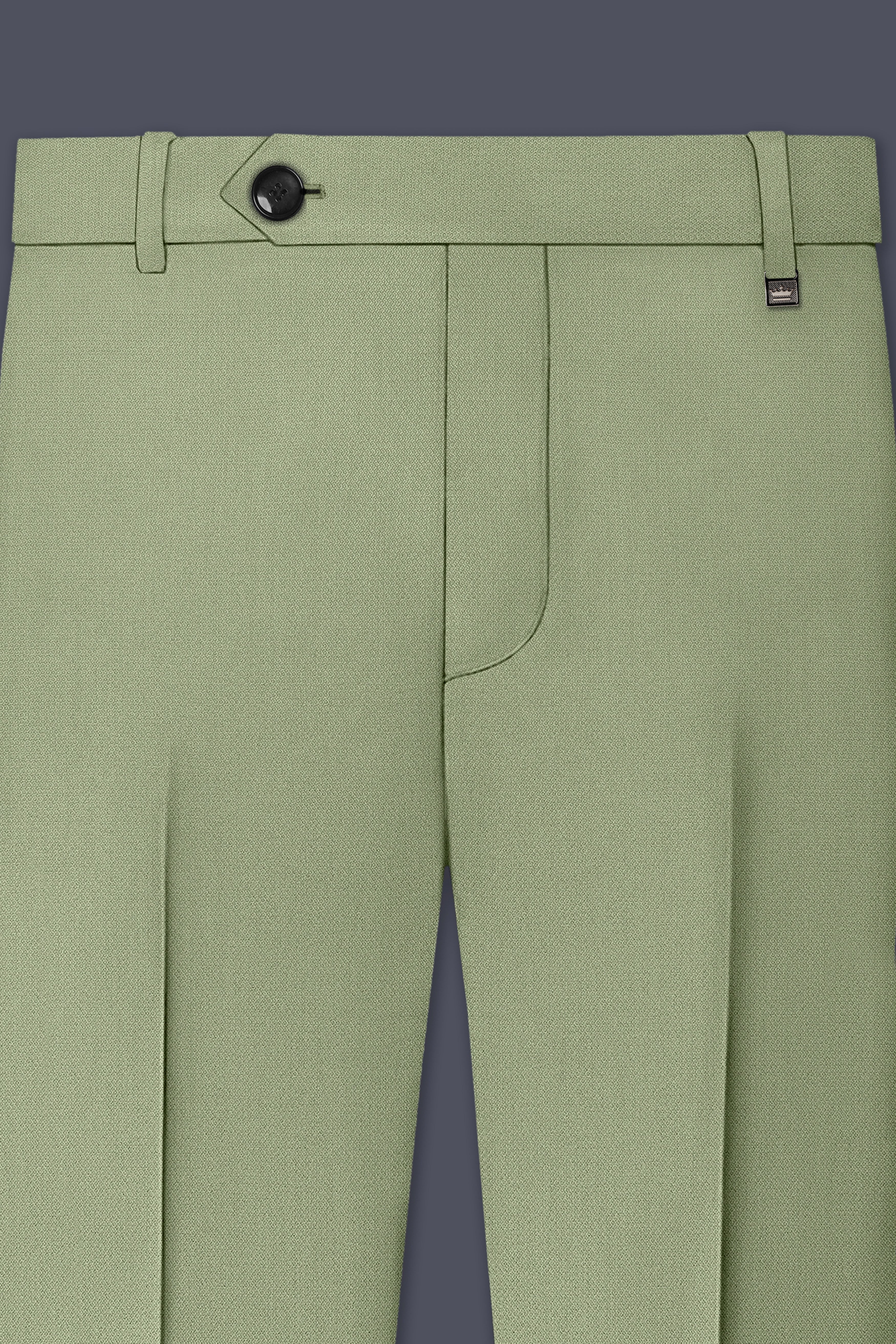 Verdo-Pablo Green Diamond Textured Wool Rich Slight Stretch Waistband Pant