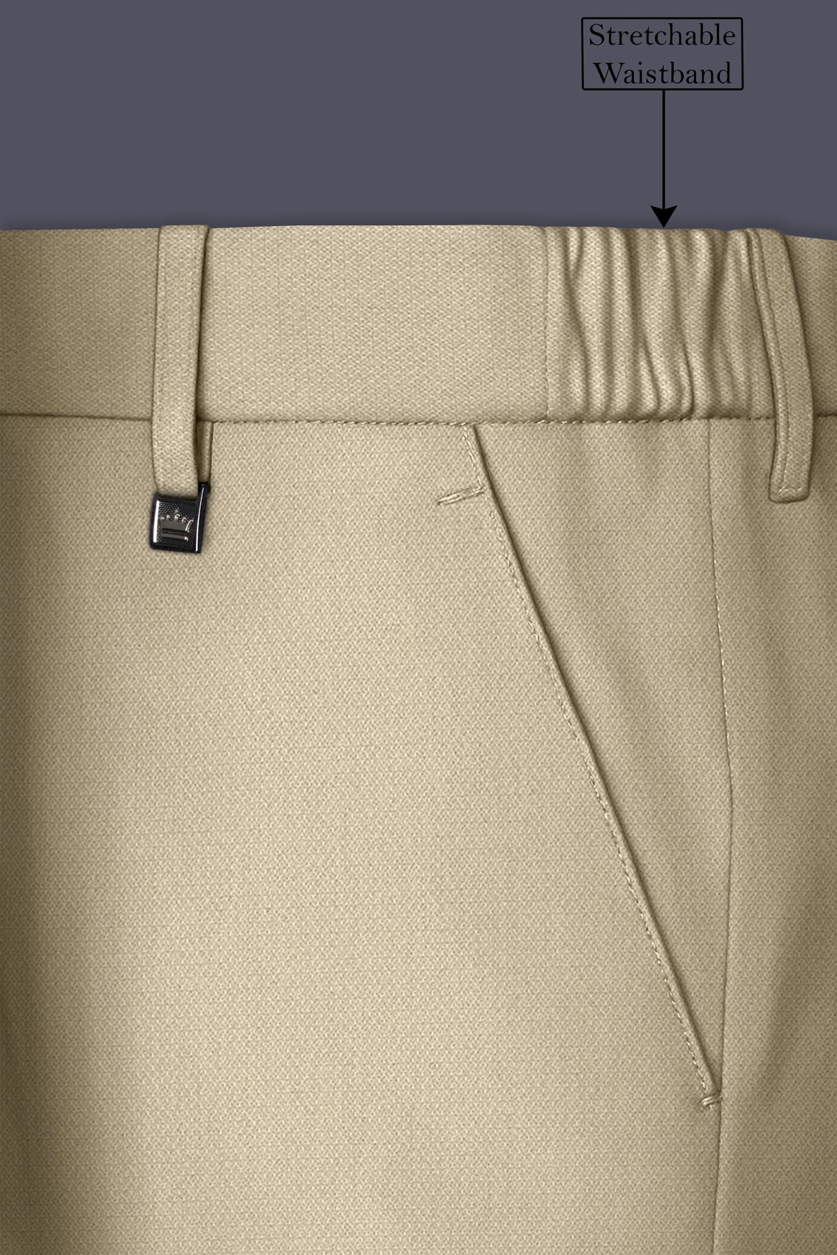 Sienna-Malta Cream Diamond Textured Wool Rich Slight Stretch Waistband Pant
