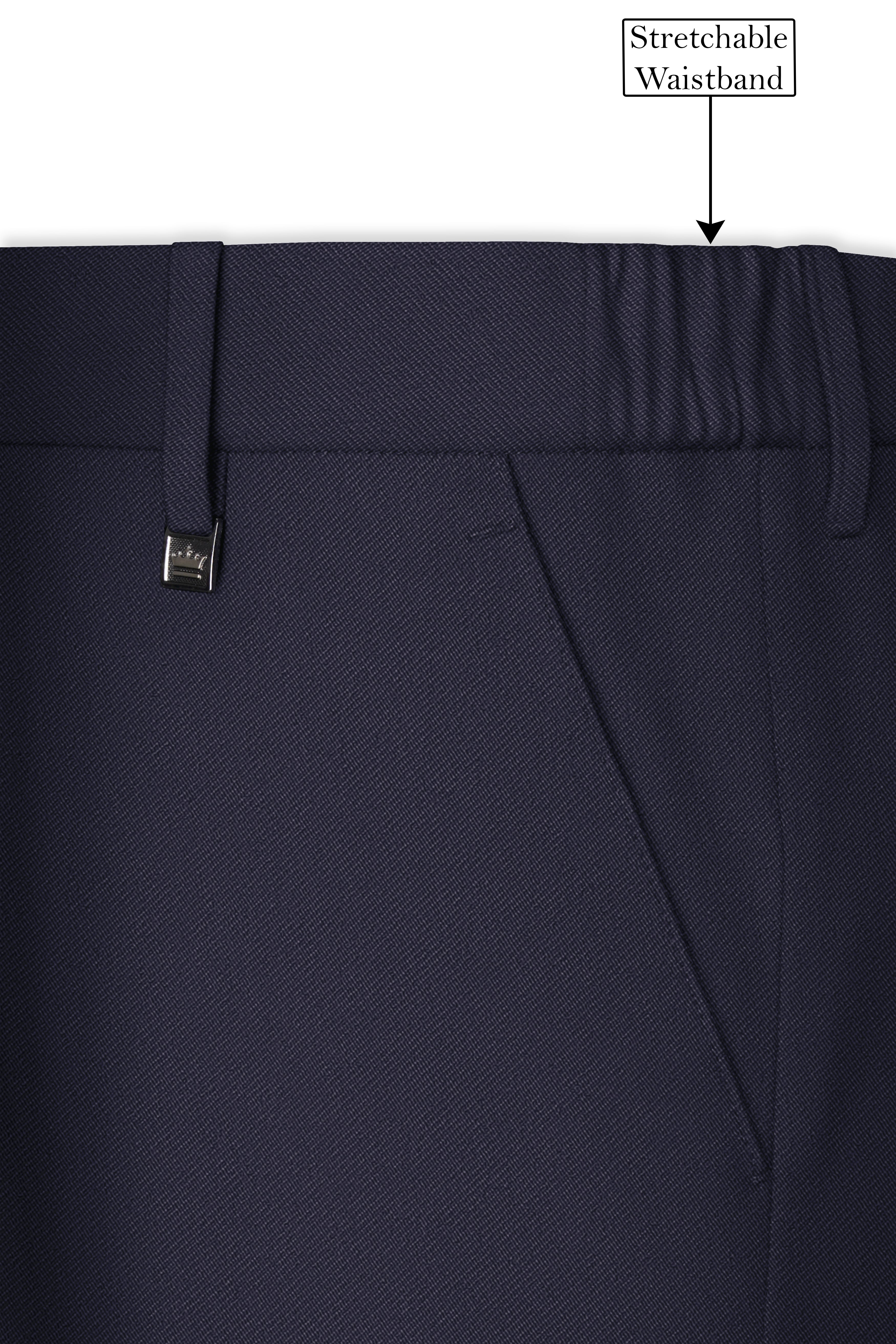 Kairo-Korean Charcoal Gray 4-Way Stretch Wrinkle-Free Wool Rich Stretchable Waistband Pant
