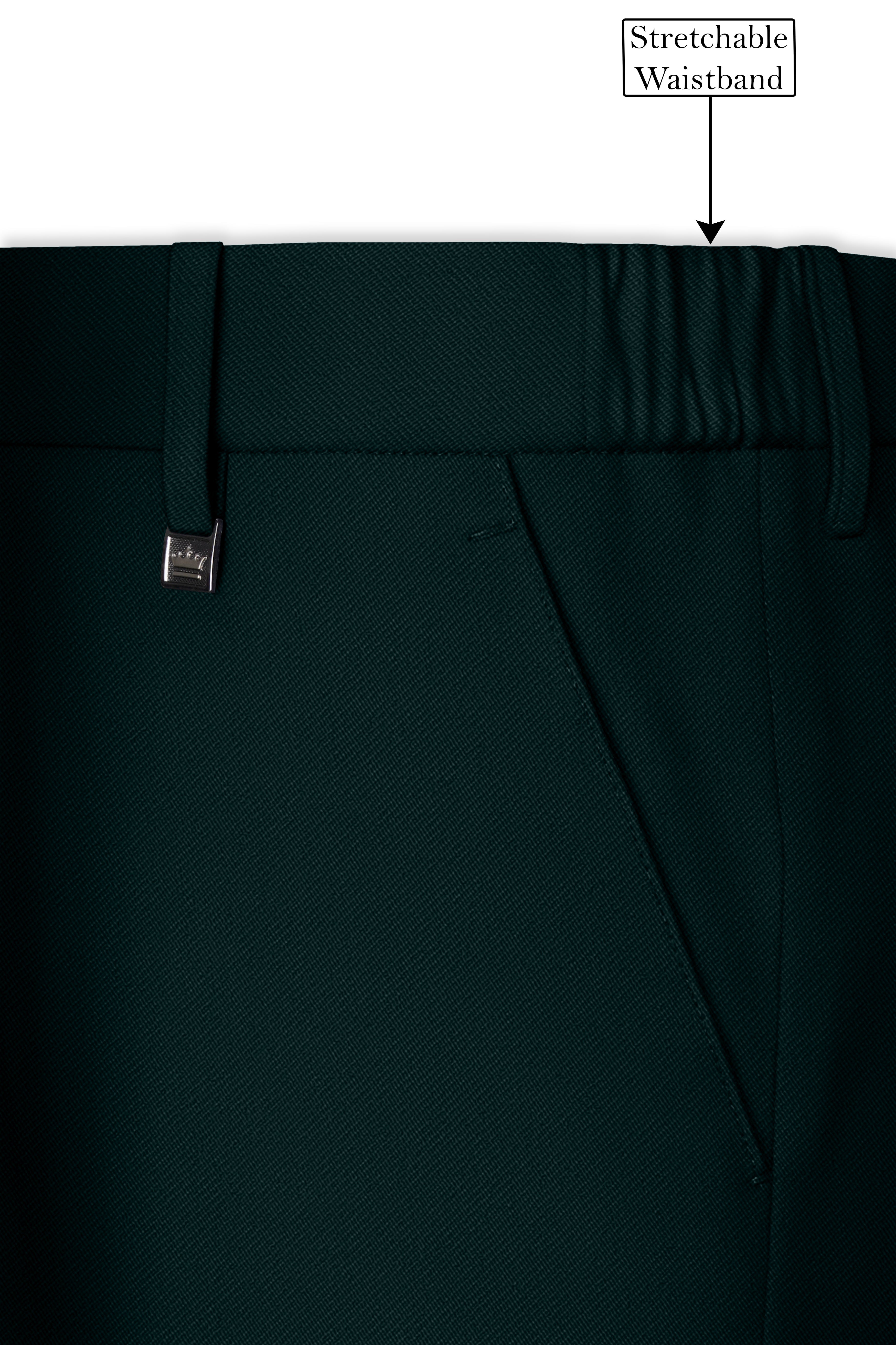 Terrain-Korean Swamp Green 4-Way Stretch Wrinkle-Free Wool Rich Stretchable Waistband Pant