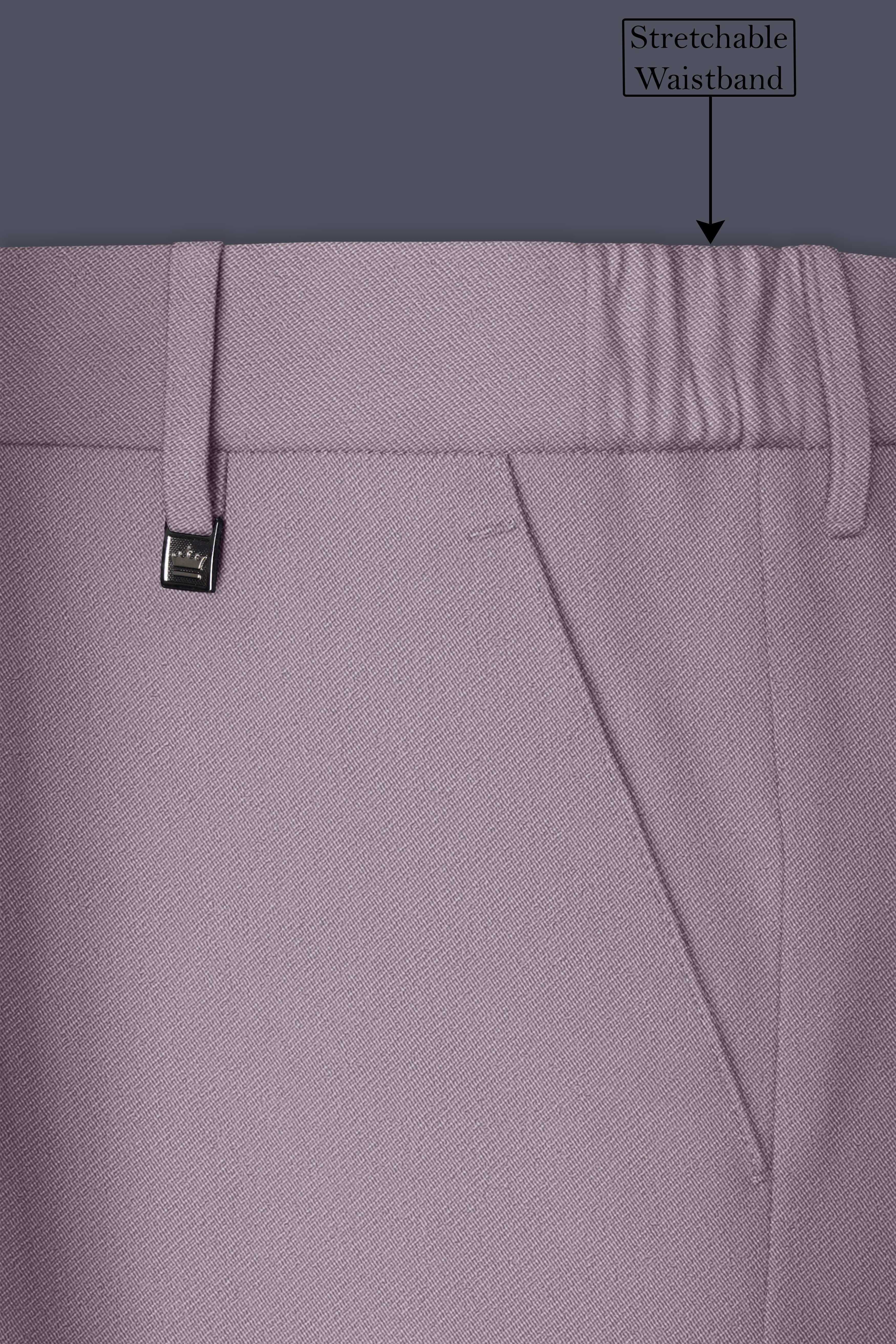 Roselle-Korean Bouquet Pink 4-Way Stretch Wrinkle-Free Wool Rich Stretchable Waistband Pant