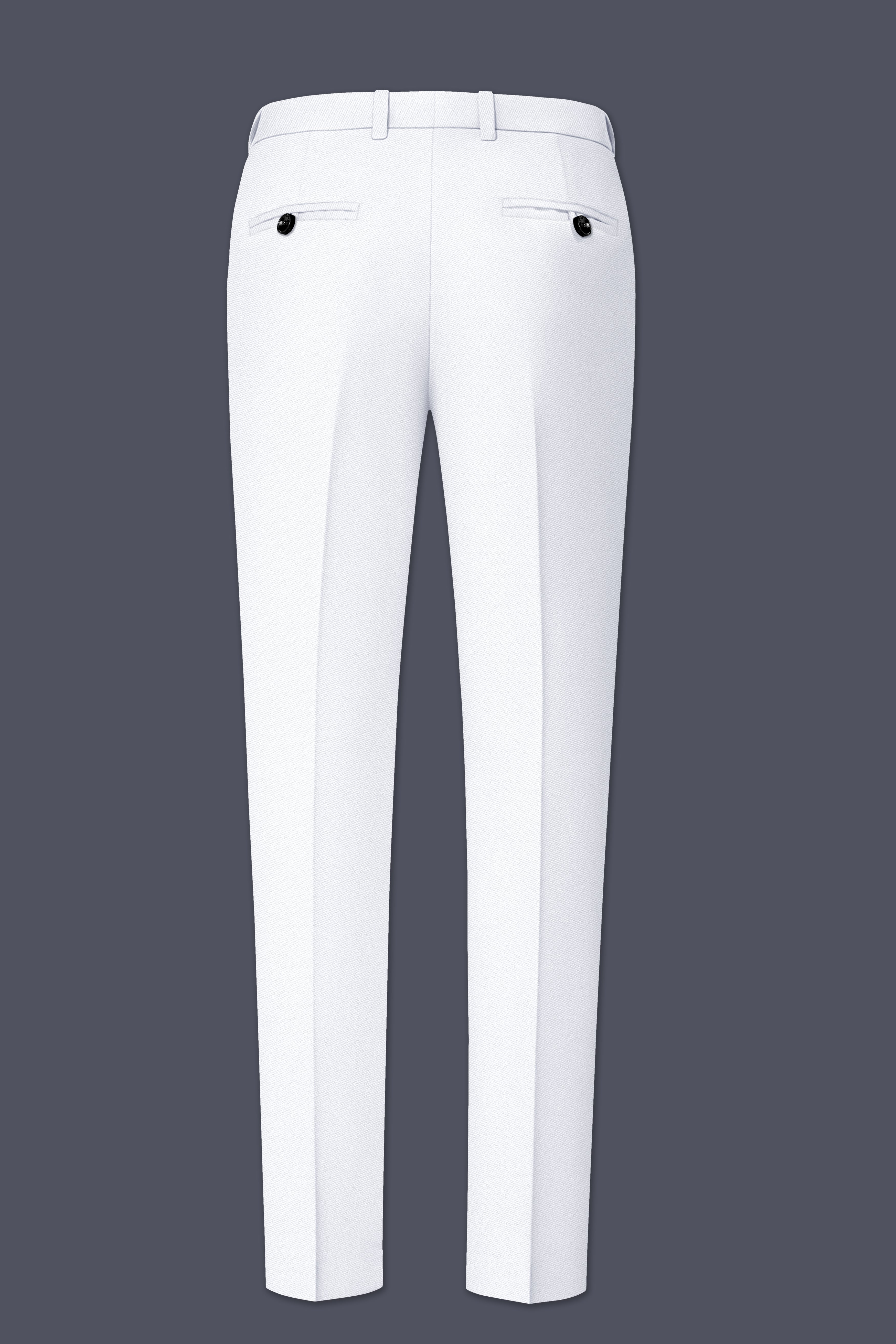 Lumier-Korean Bright White 4-Way Stretch Wrinkle-Free Wool Rich Stretchable Waistband Pant