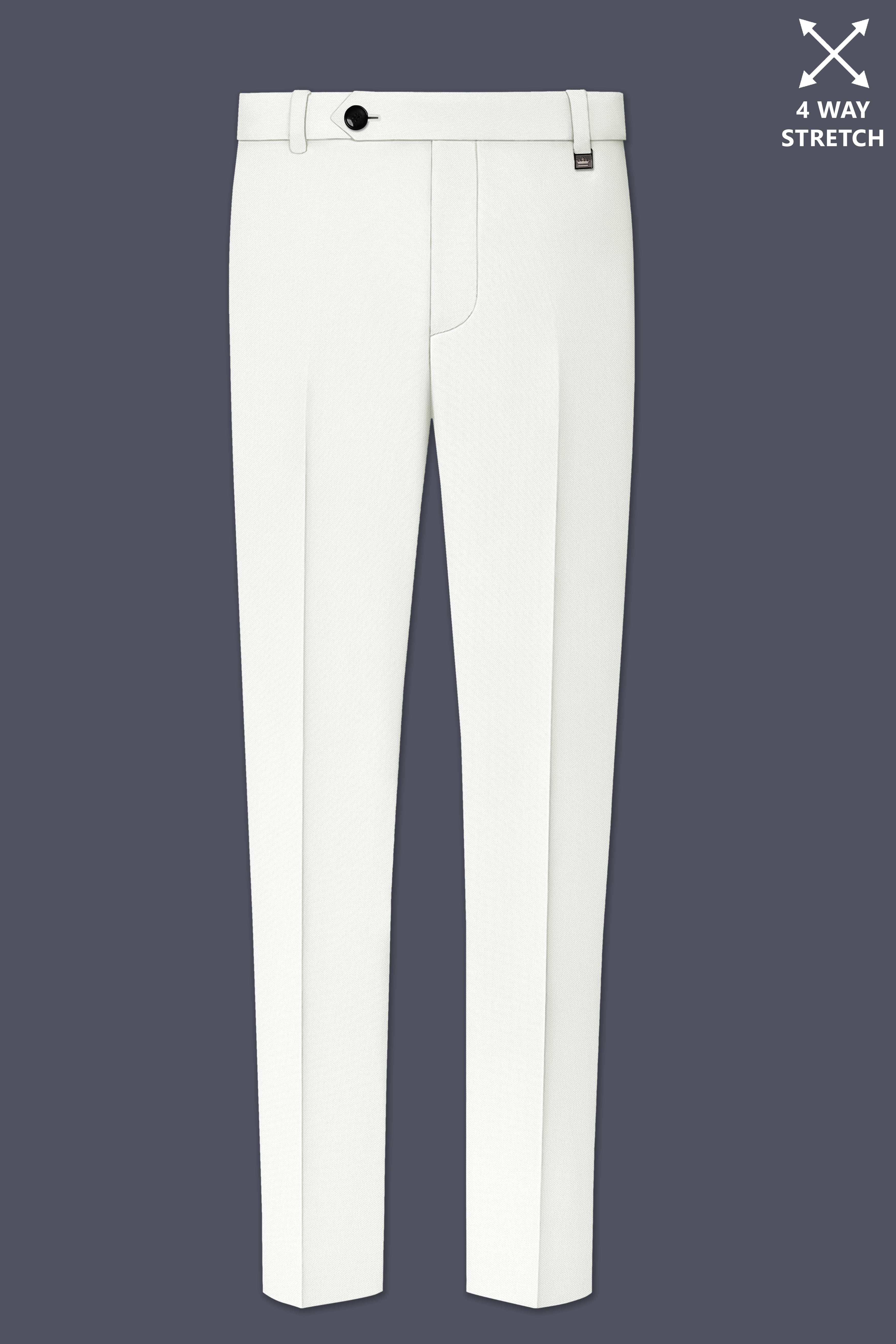 Celio-Korean Off White 4-Way Stretch Wrinkle-Free Wool Rich Stretchable Waistband Pant