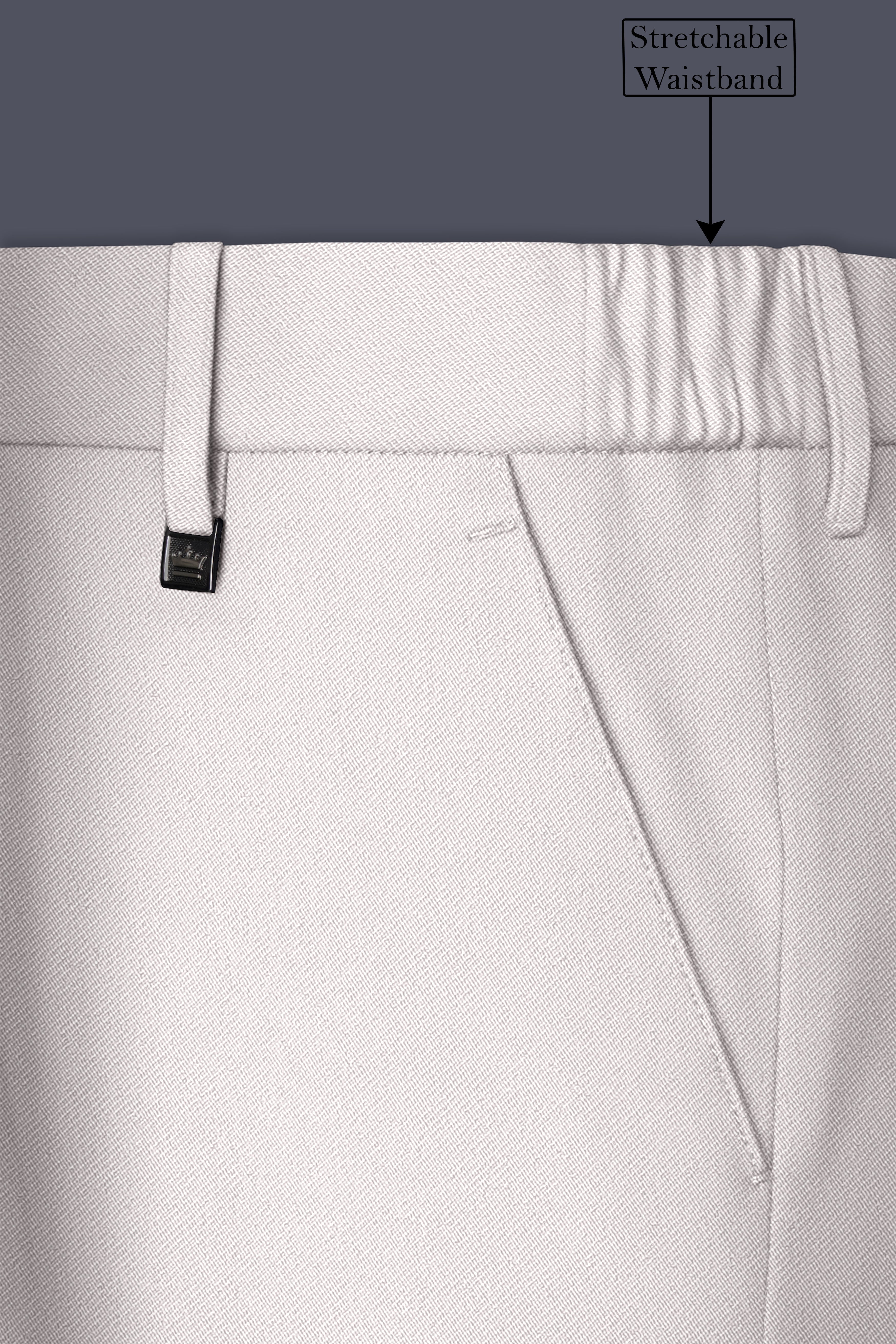 Ivora-Korean Amour Cream 4-Way Stretch Wrinkle-Free Wool Rich Stretchable Waistband Pant