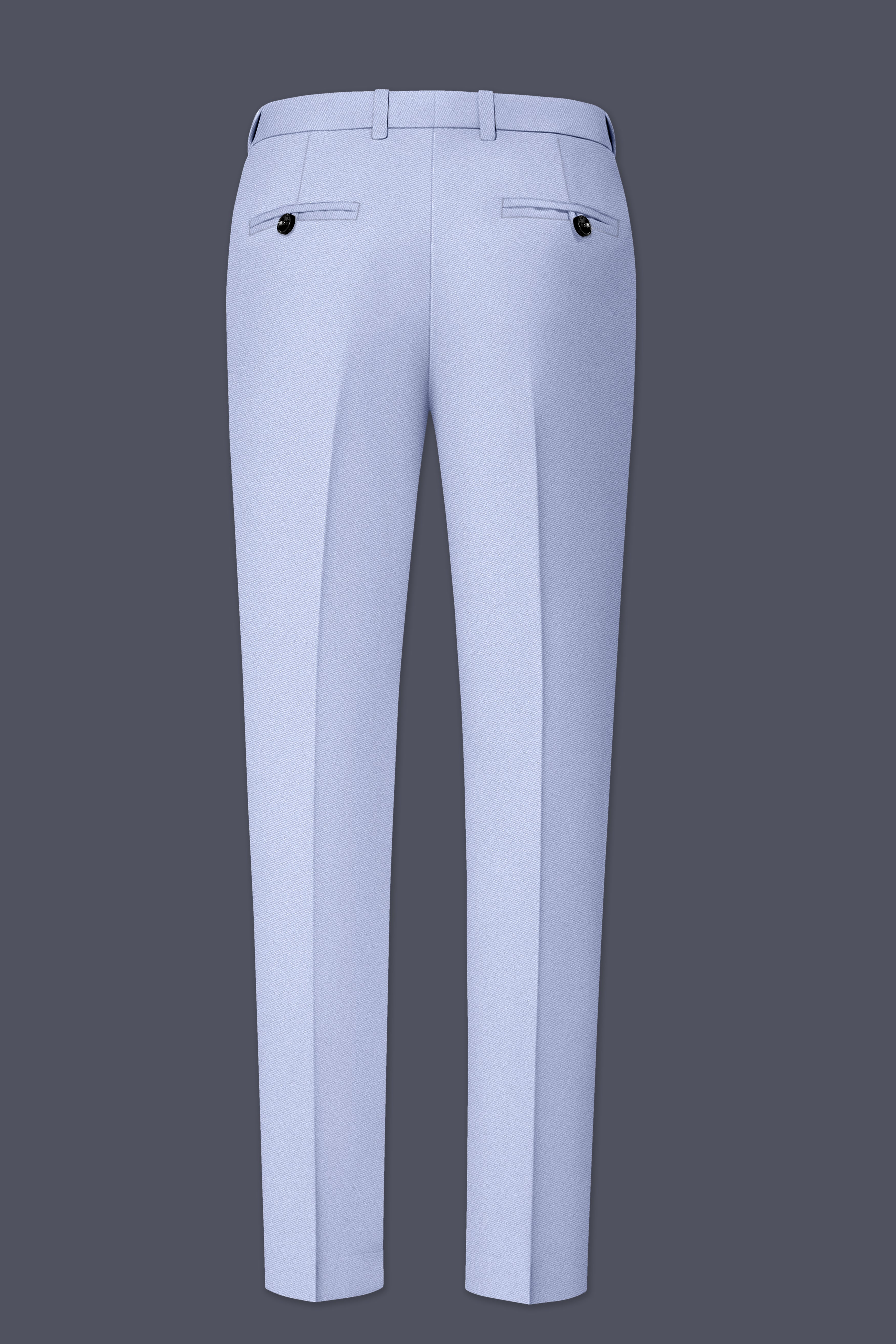 Azure-Periwinkle Blue Wool Rich Slight Stretch Waistband Pant