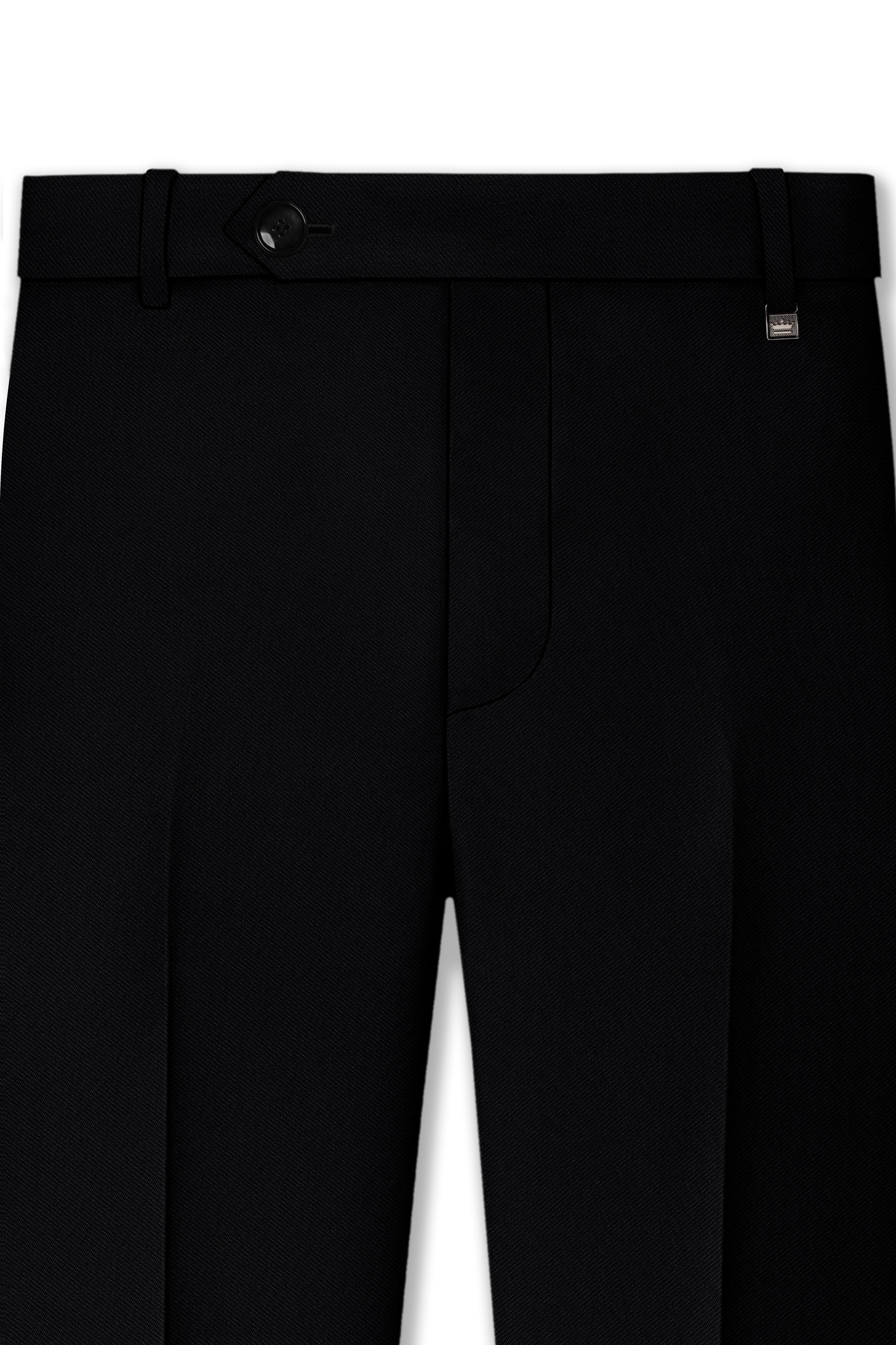 Noir-Jade Black Wool Rich Slight Stretch Waistband Pant