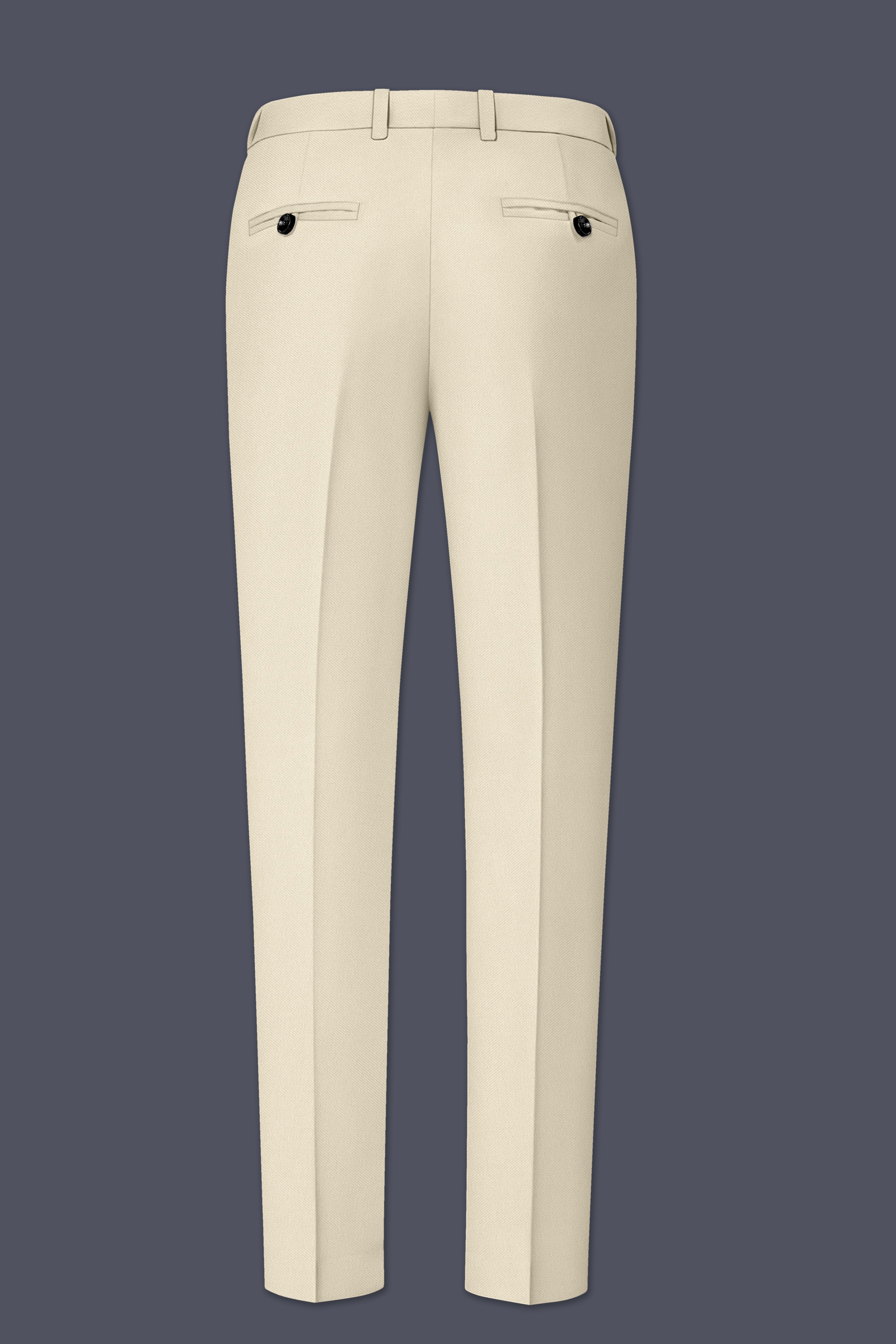 Ivora-Almond Cream Wool Rich Slight Stretch Waistband Pant
