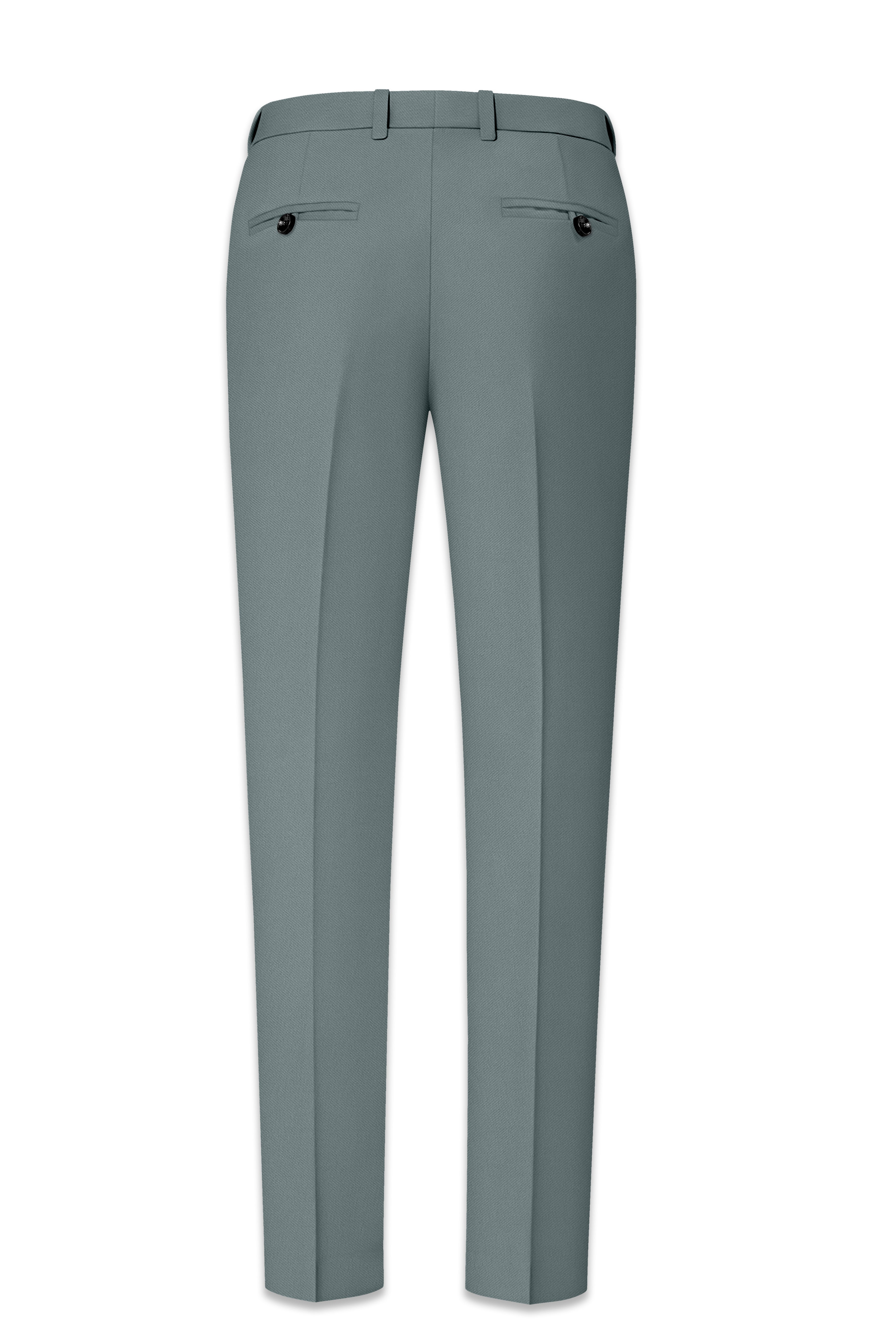 Verdant-Raven Green Wool Rich Slight Stretch Waistband Pant
