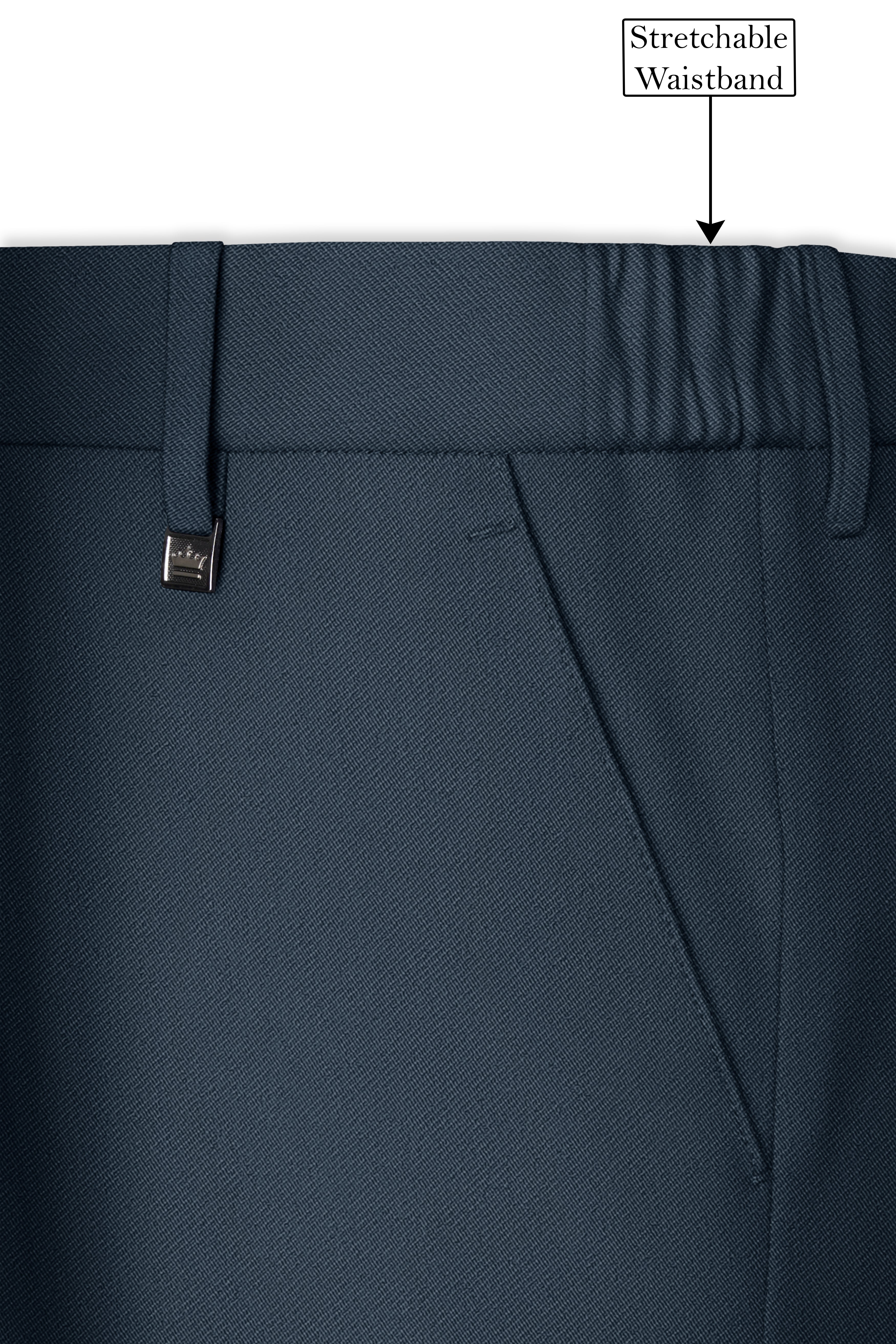 Titan-Shark Gray Wool Rich Slight Stretch Waistband Pant