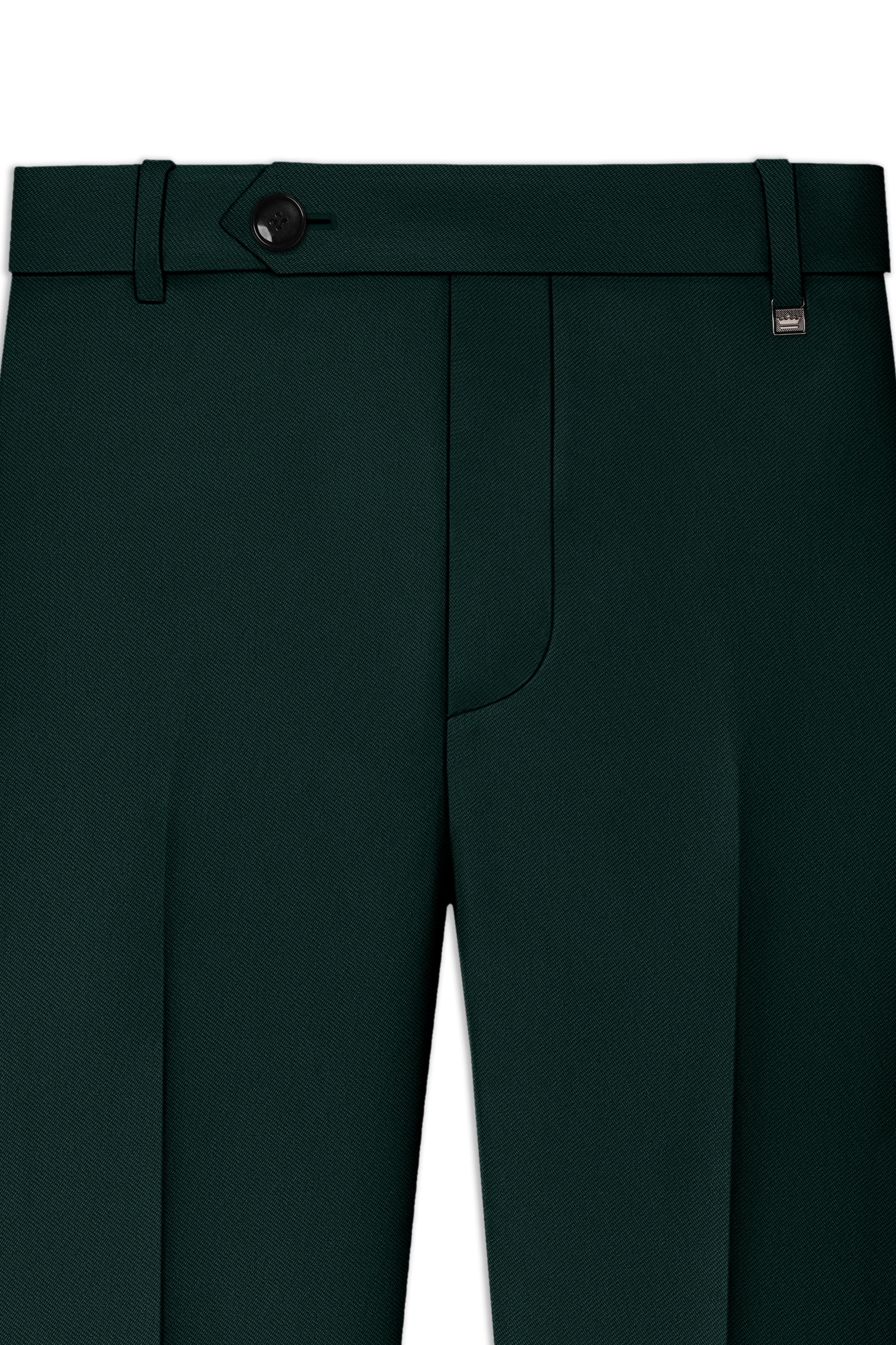 Lustre-Emerald Green Wool Rich Slight Stretch Waistband Pant