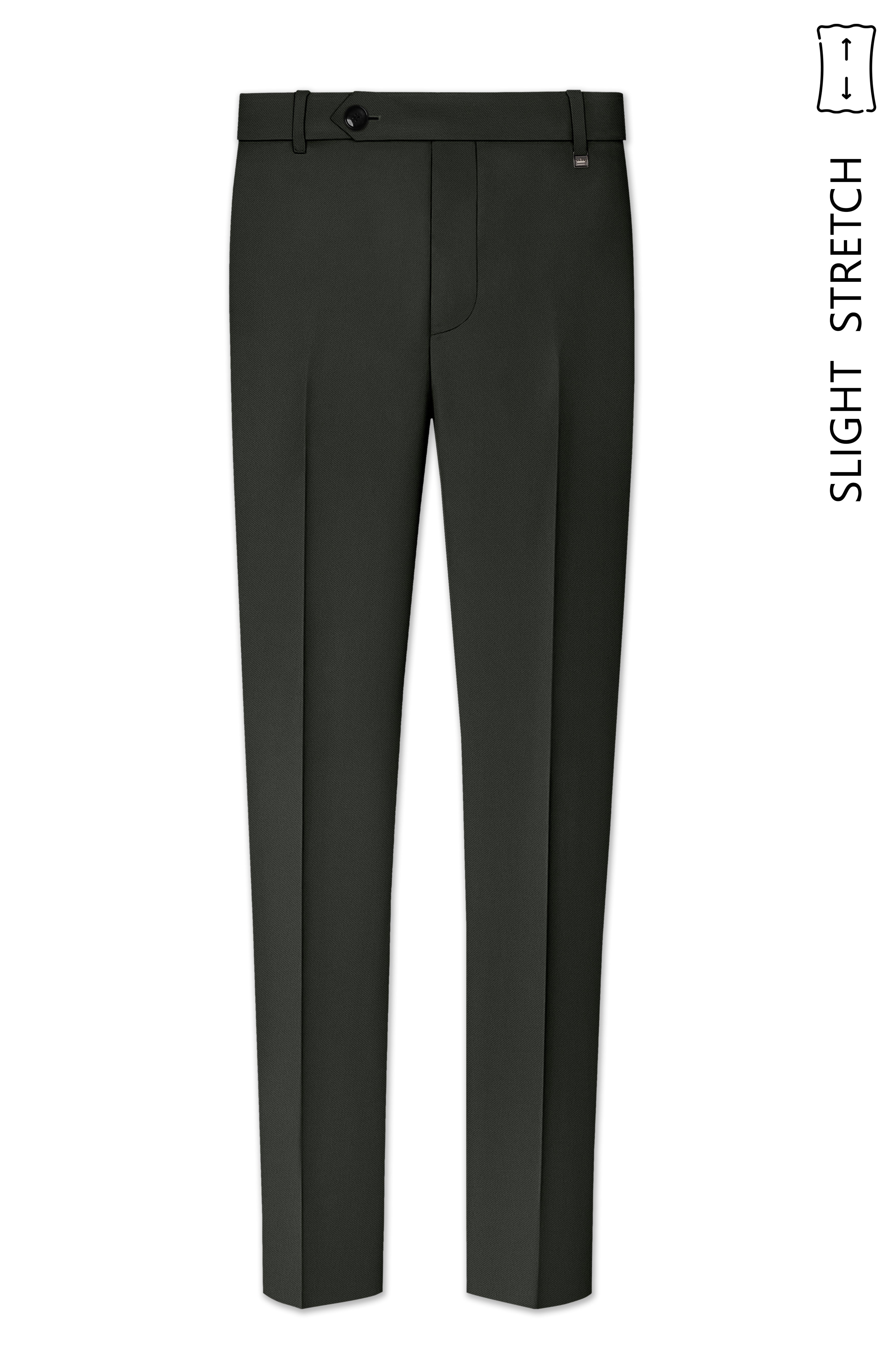 Apex-Piano Green Wool Rich Slight Stretch Waistband Pant