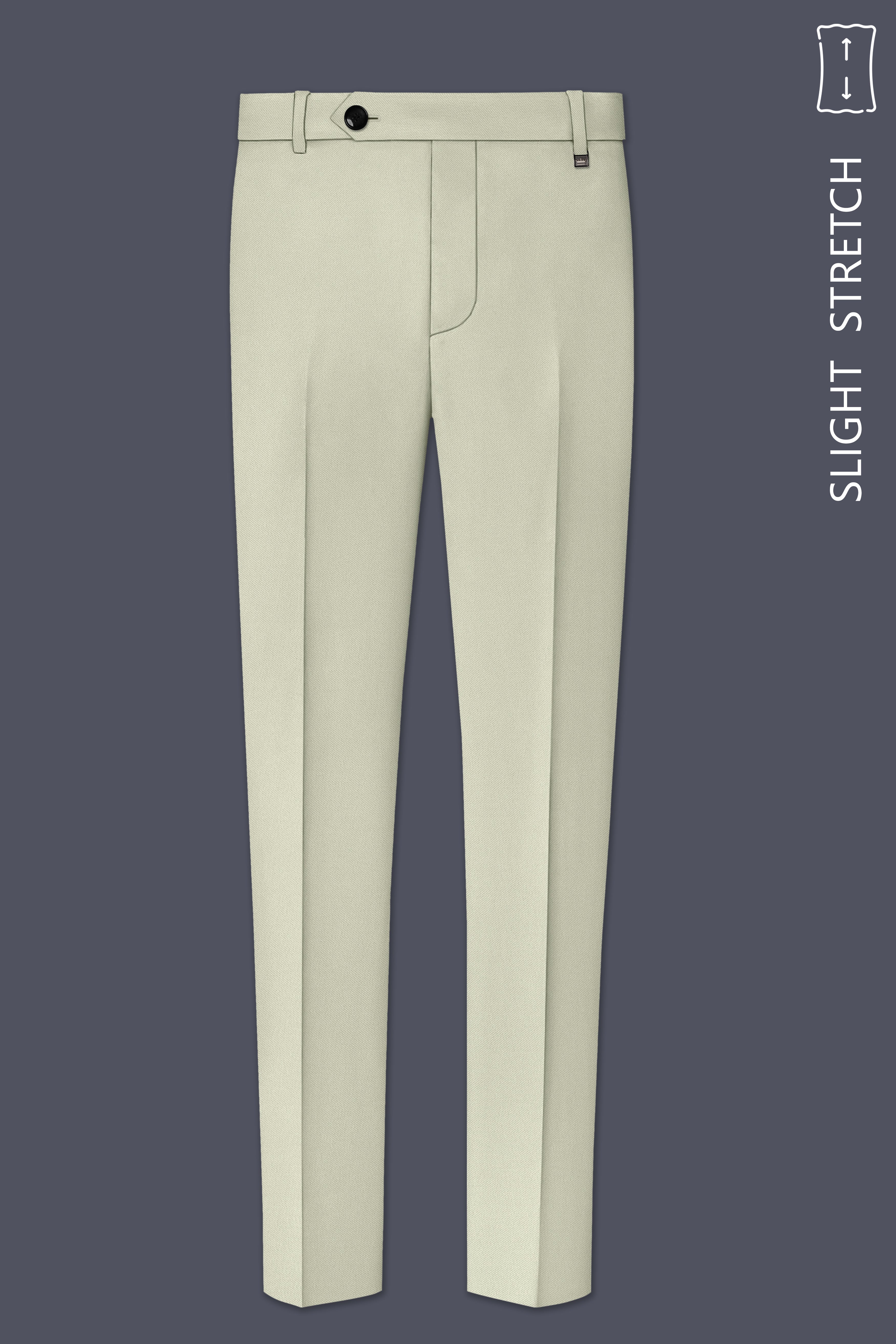 Verde-Tana Green Wool Rich Slight Stretch Waistband Pant