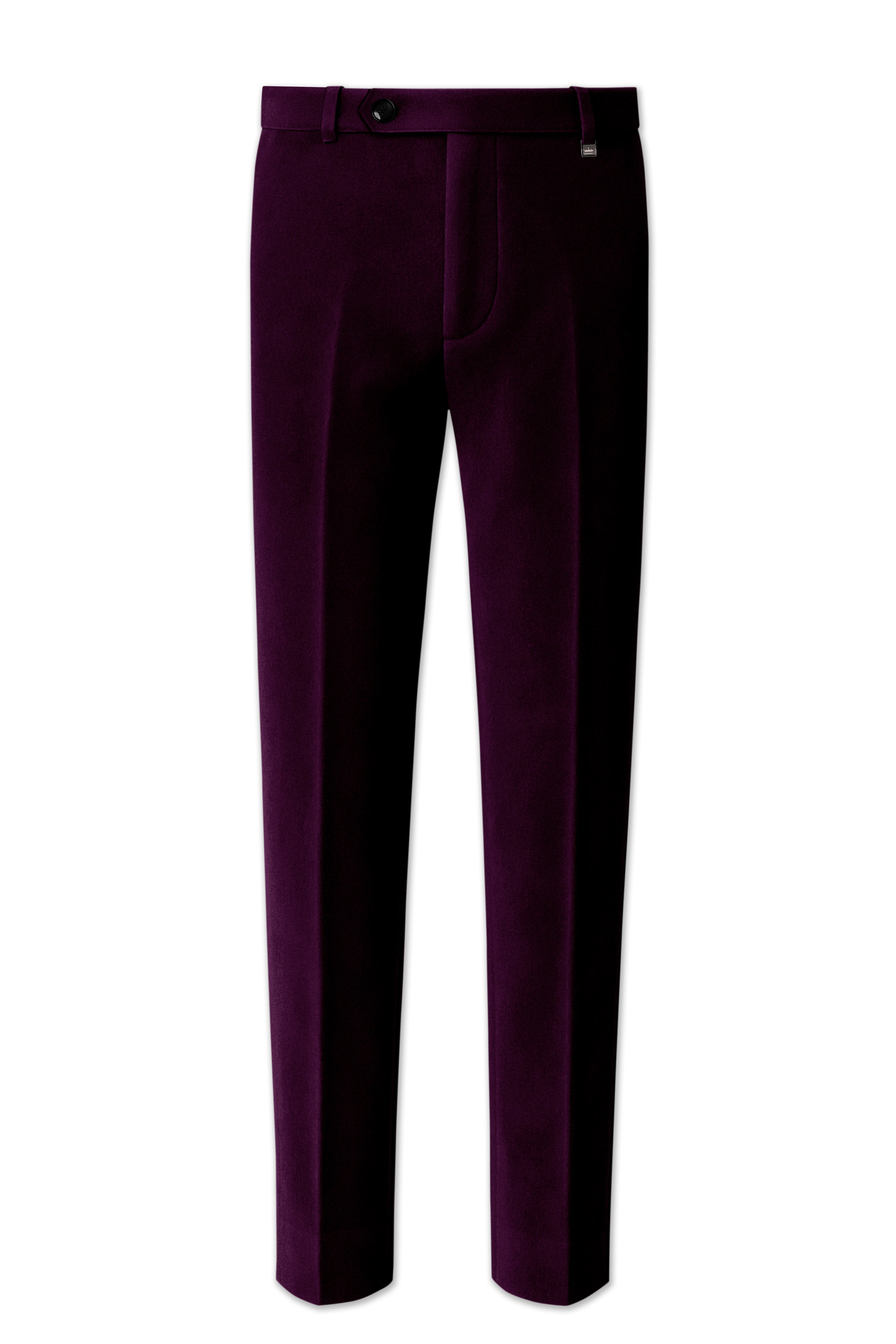 Regalis-Asphalt Purple Velvet Stretchable Waistband Pant