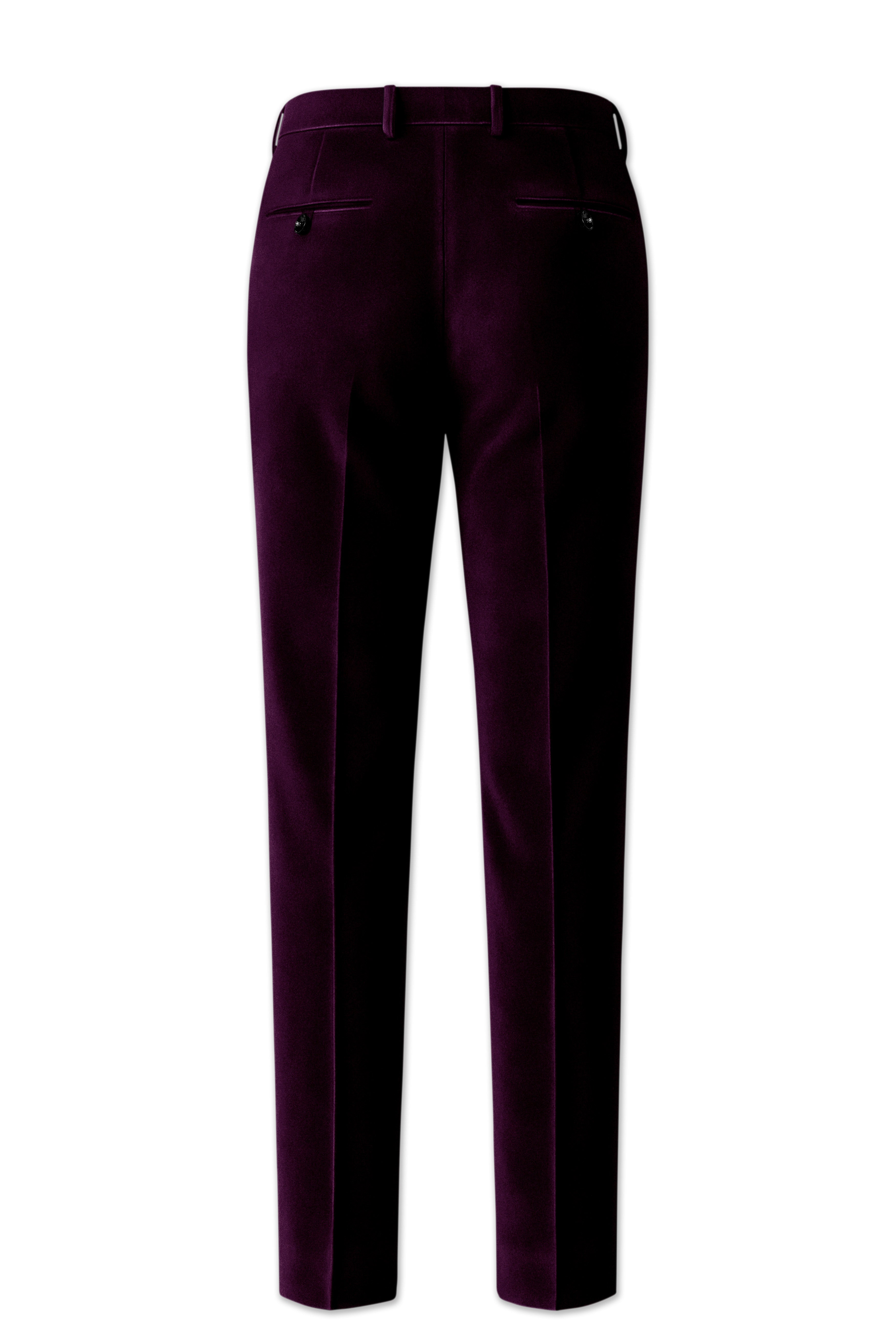 Regalis-Asphalt Purple Velvet Stretchable Waistband Pant