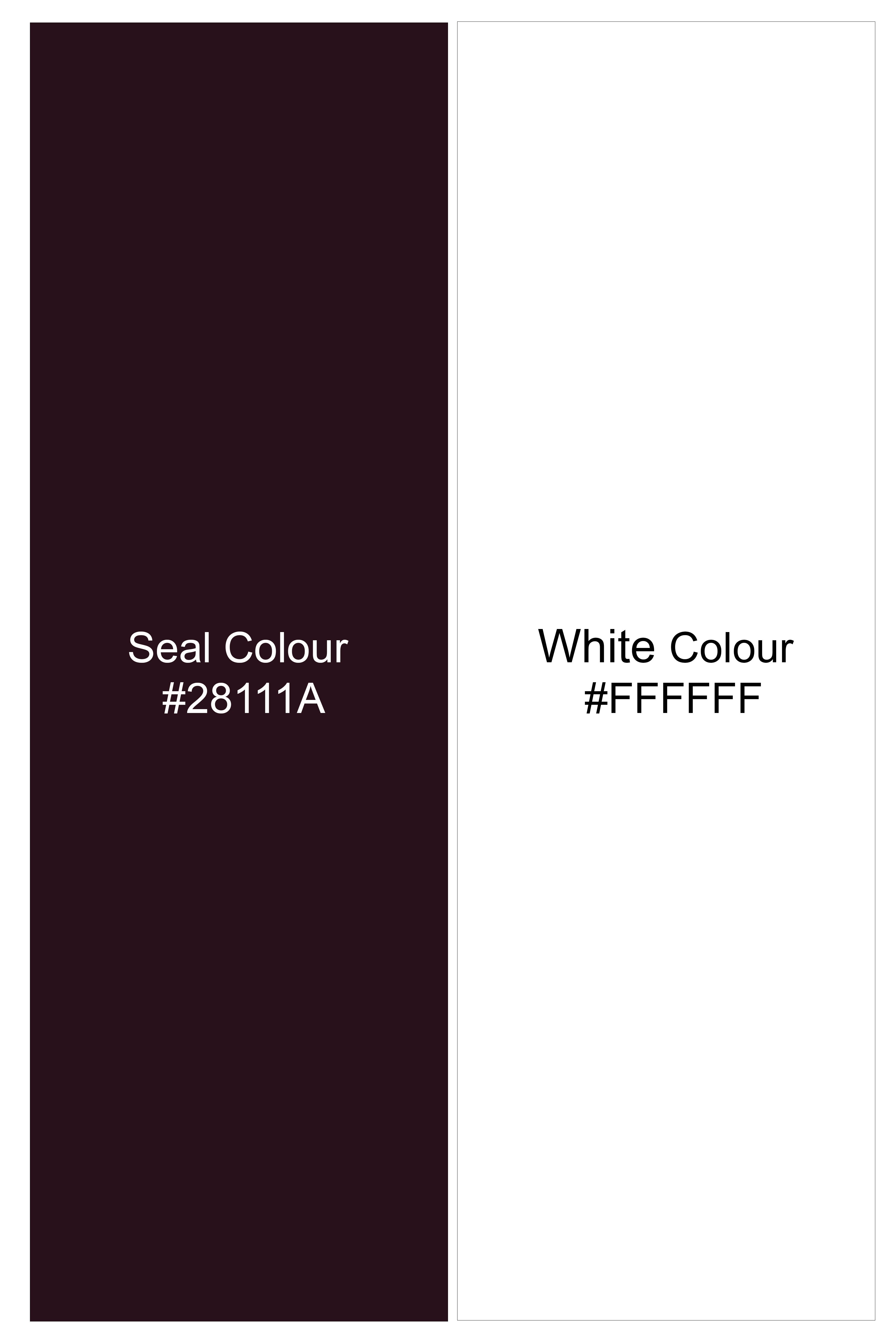 Valiant-Seal Maroon And Bright White Chalk Striped Wool Rich Slight Stretch Waistband Pant