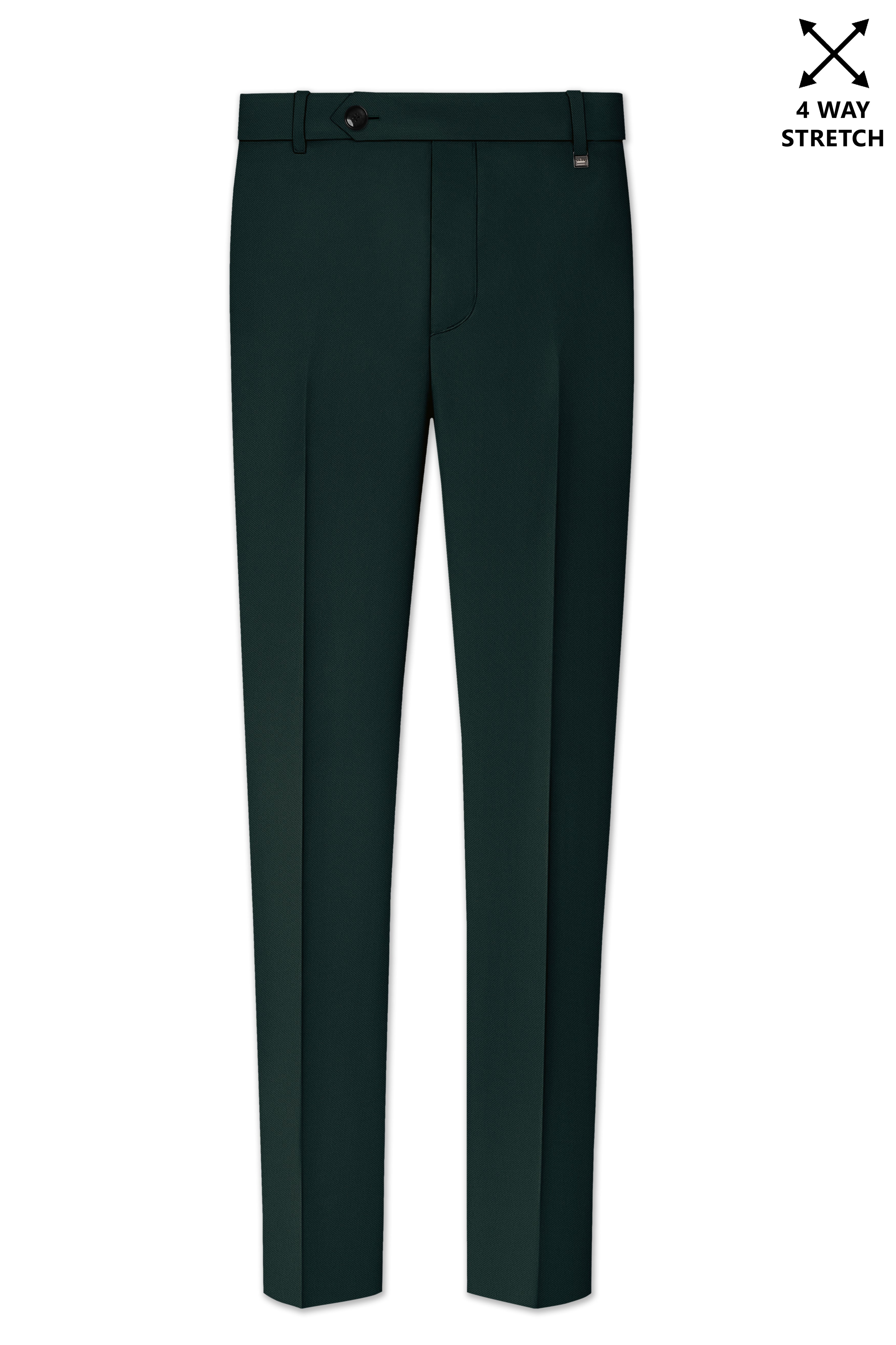 Verde-Aztec Green 4-Way Stretch Wrinkle-Free Fluid Drape Fabric Stretchable Waistband Pant