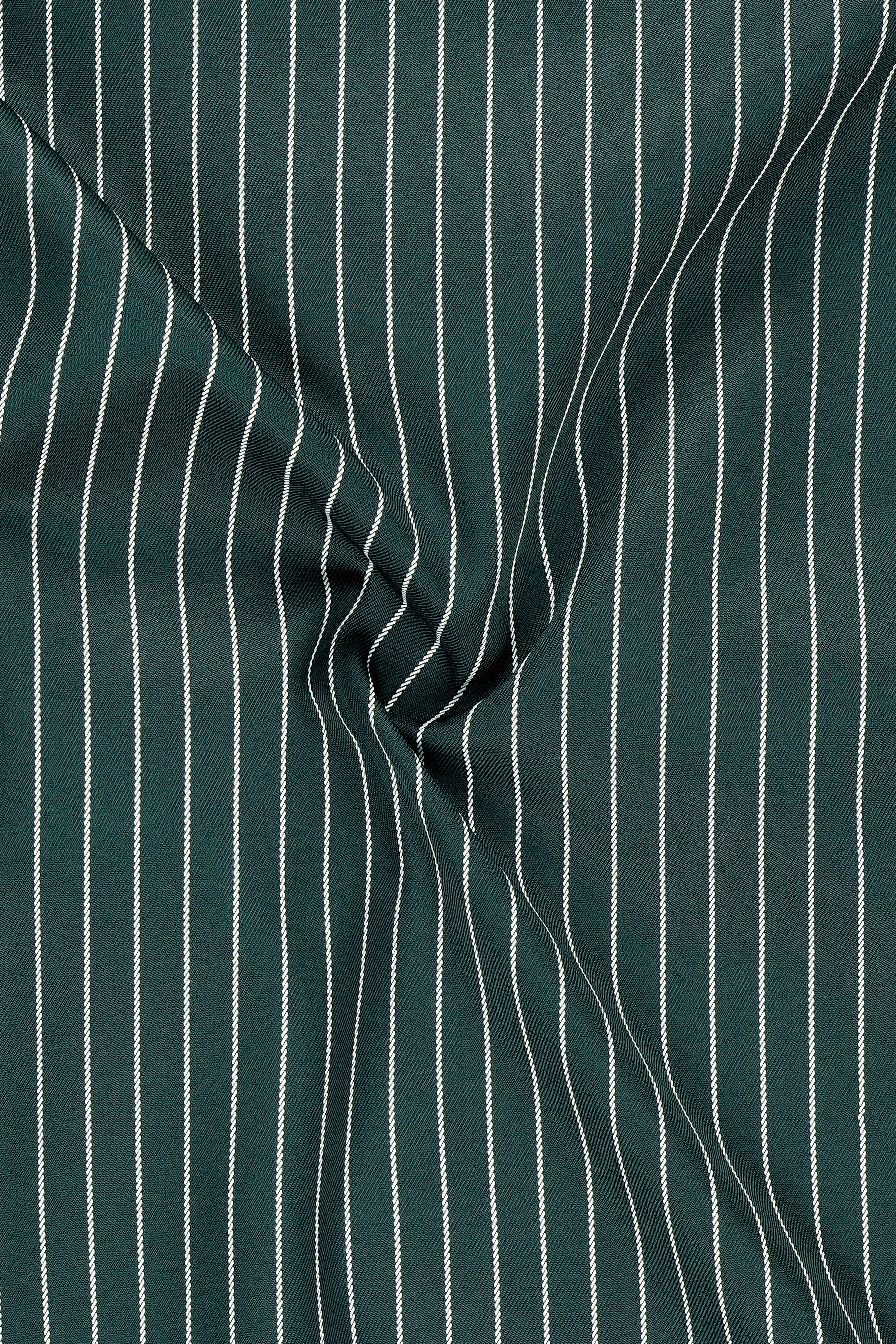 Forenza-Jungle Green And Bright White Chalk Striped Wool Rich Slight Stretch Waistband Pant