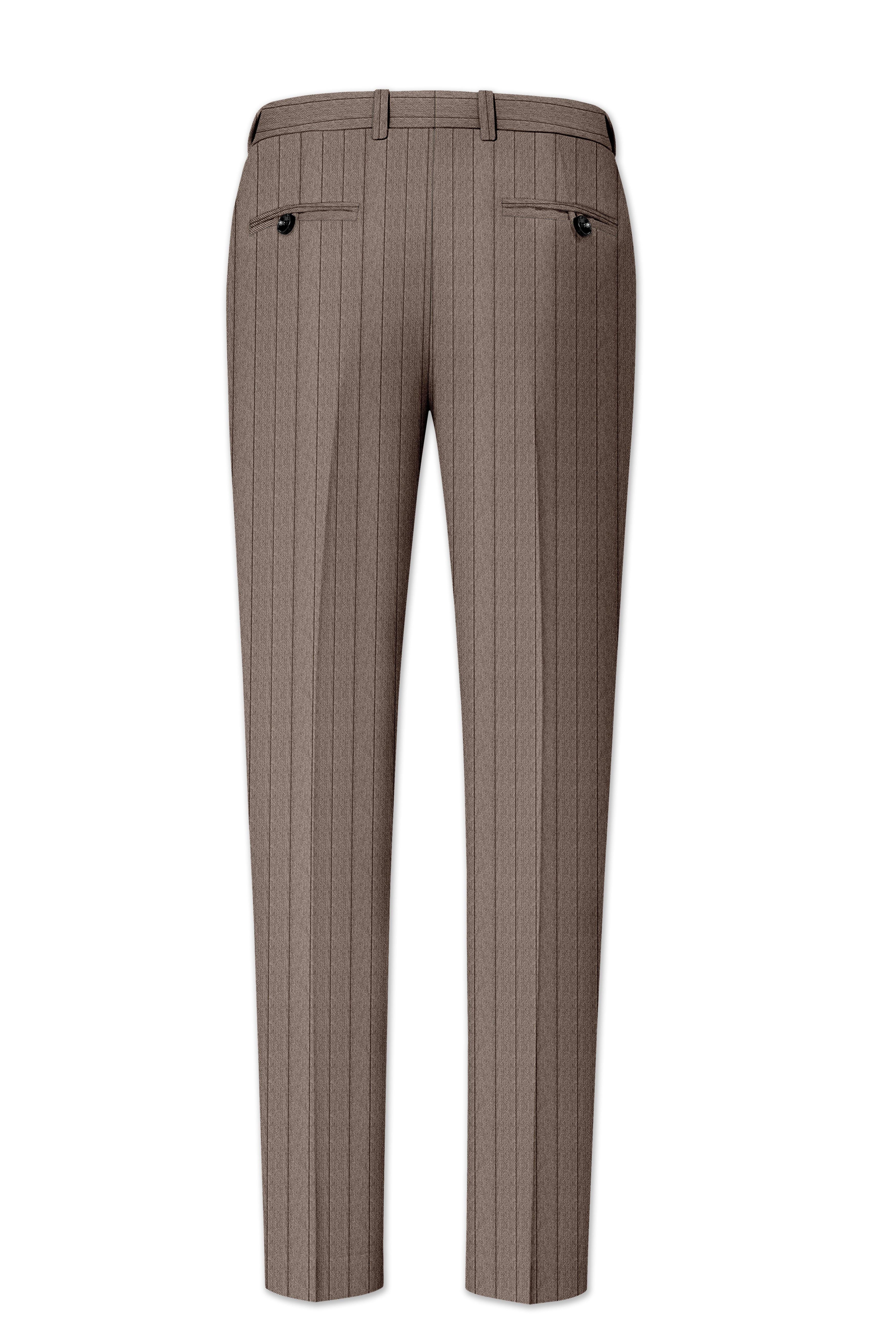 Obsidian-Fuscous Brown And Jade Black Chalk Striped Wool Rich Slight Stretch Waistband Pant