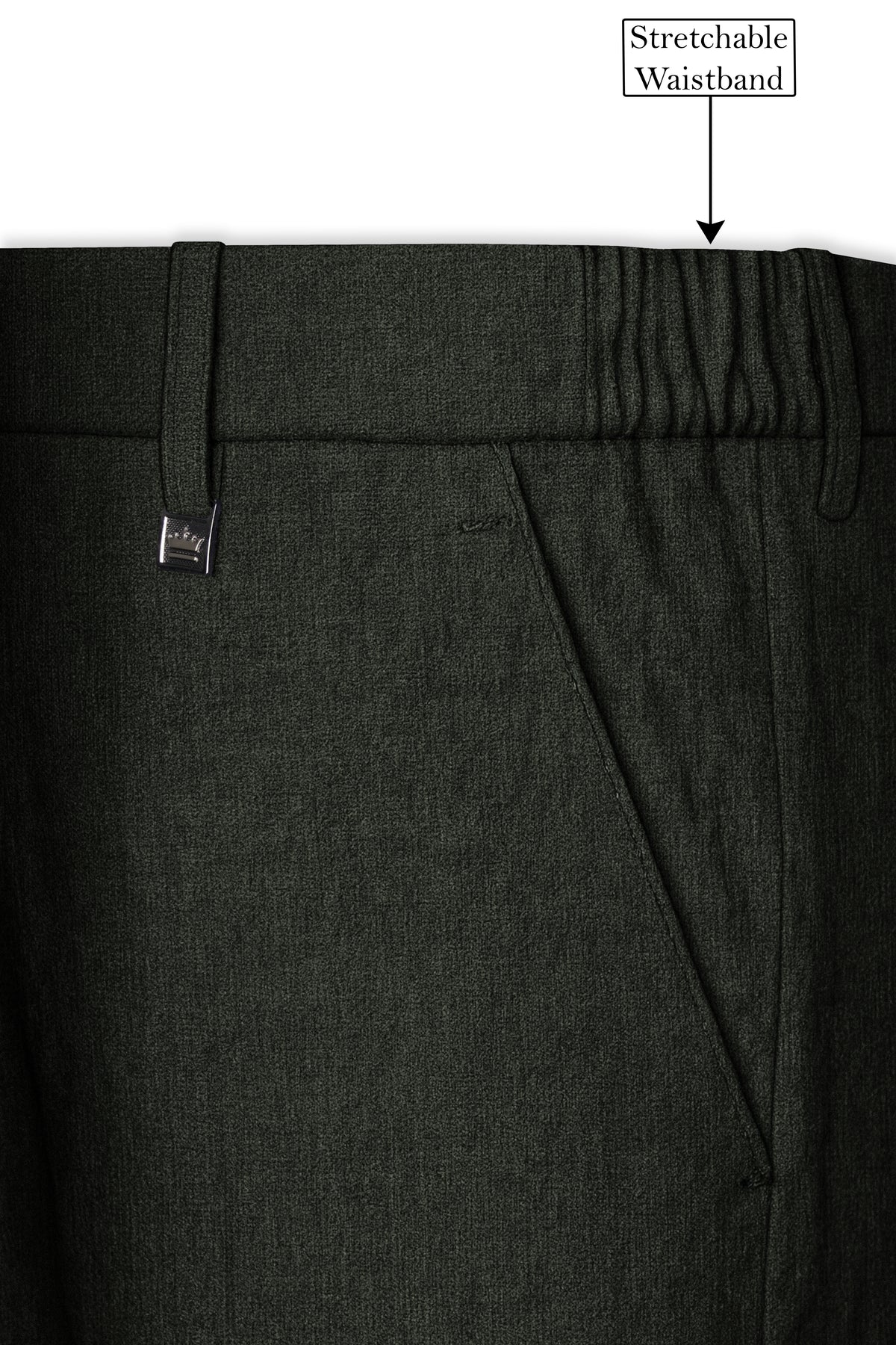 Moss-Dune Green Luxurious Linen Stretchable Waistband Pant
