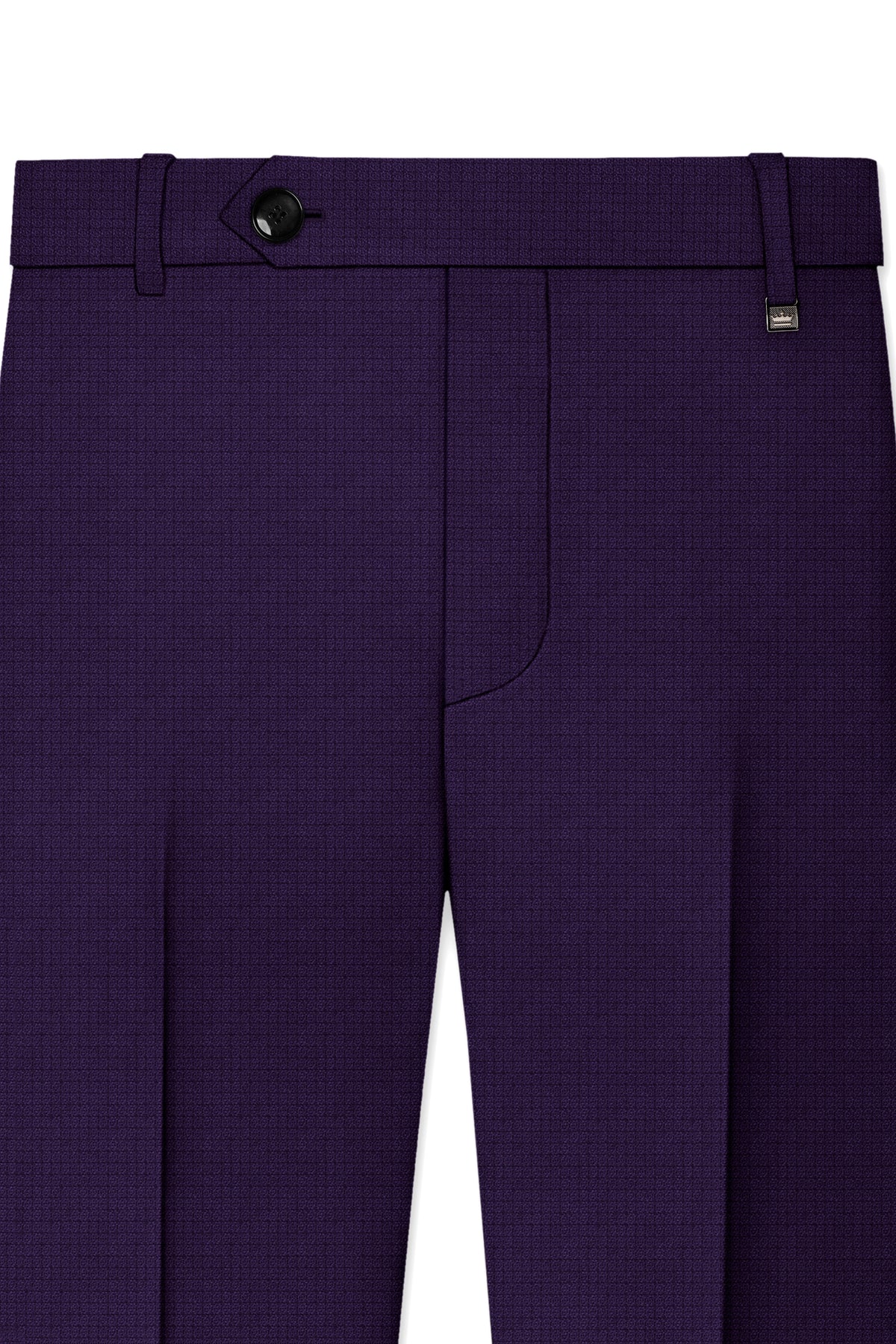 Mauve-Cedar Purple Diamond Textured Wool Rich Slight Stretch Waistband Pant