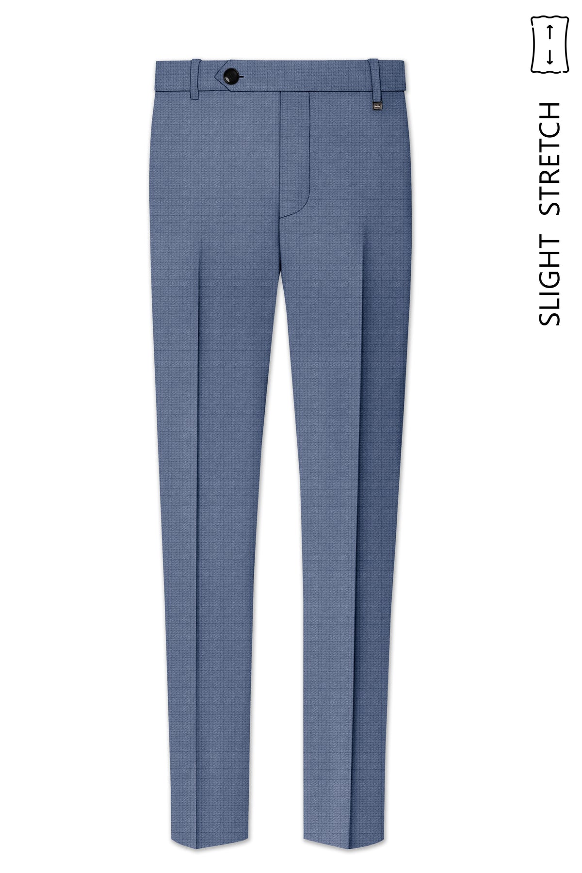 Sapphire-Raven Blue Diamond Textured Wool Rich Slight Stretch Waistband Pant
