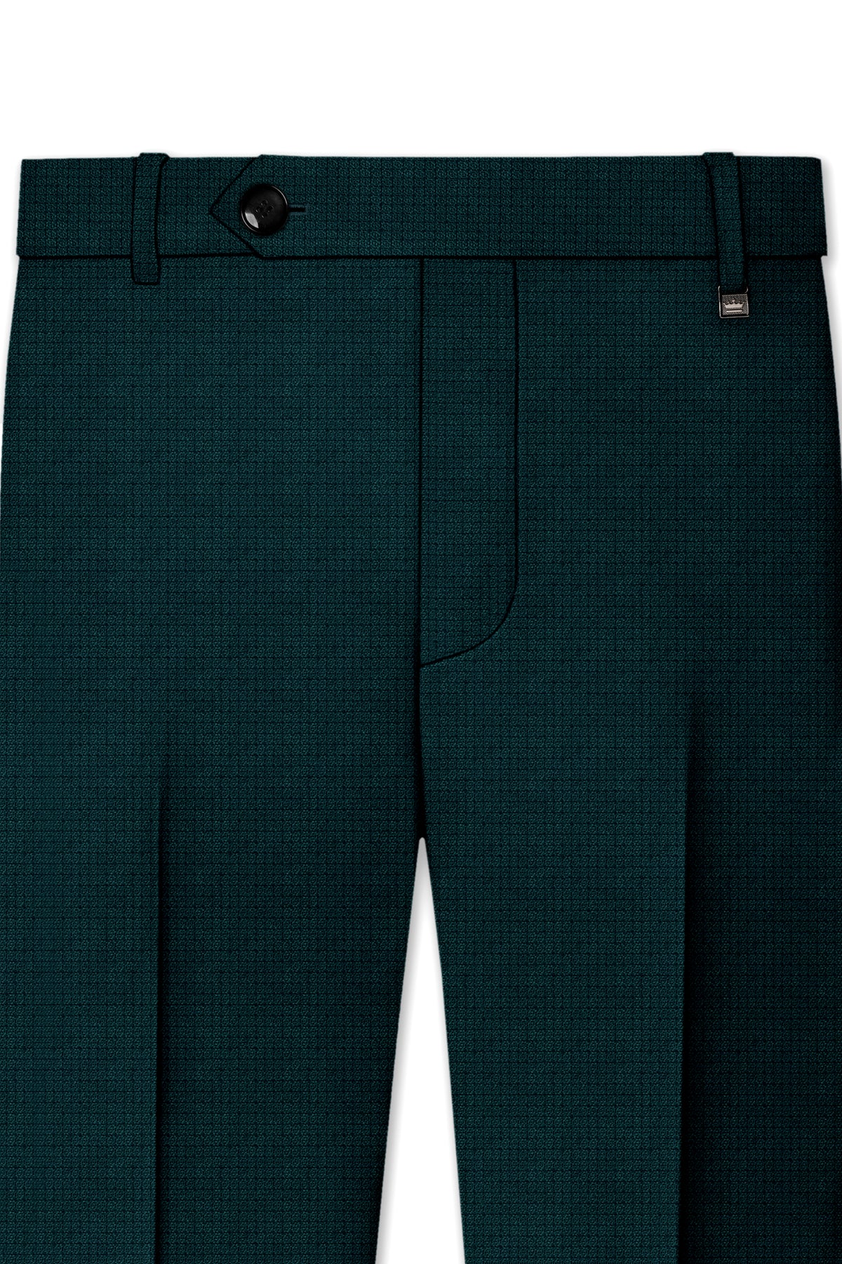 Facet-Dianne Green Diamond Textured Wool Rich Slight Stretch Waistband Pant